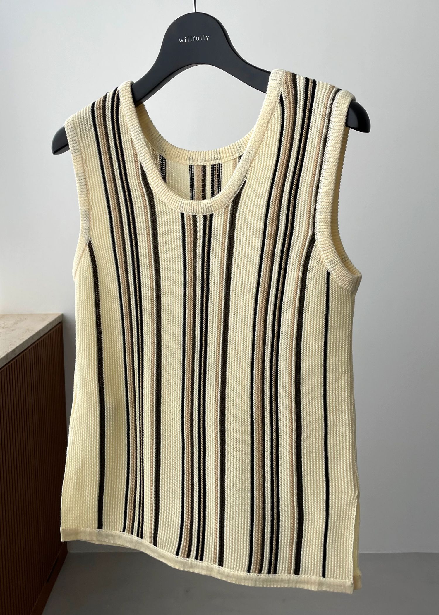 random multi stripe 2way knit tank top