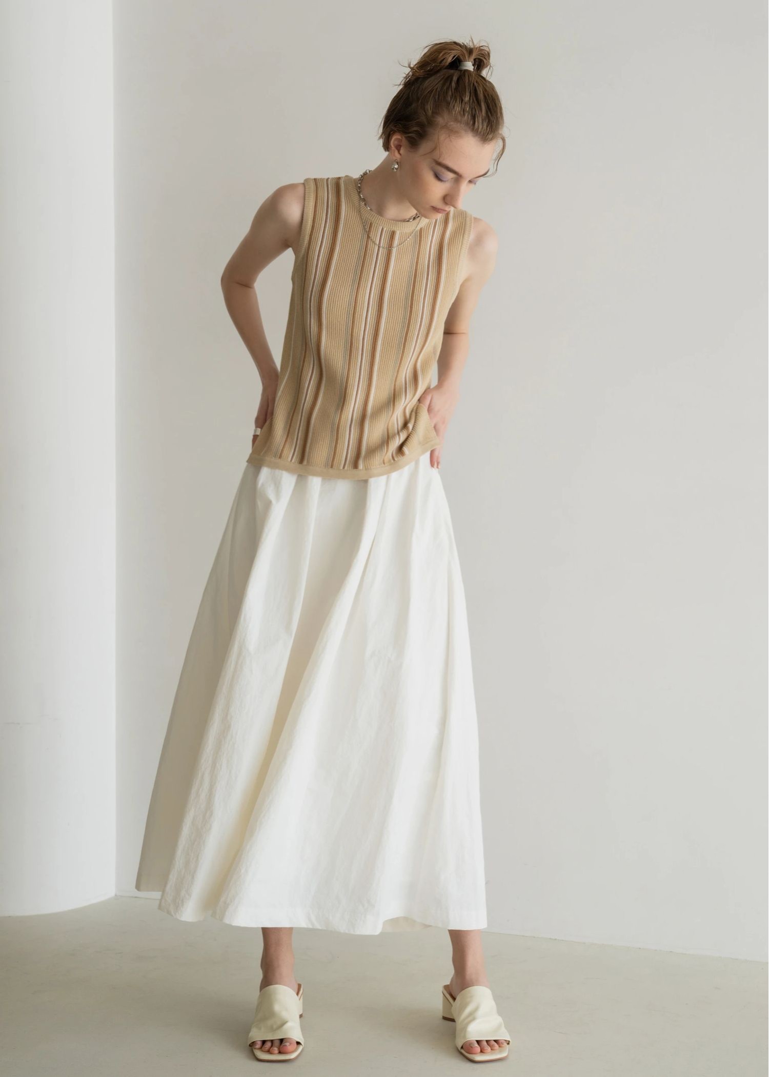 random multi stripe 2way knit tank top