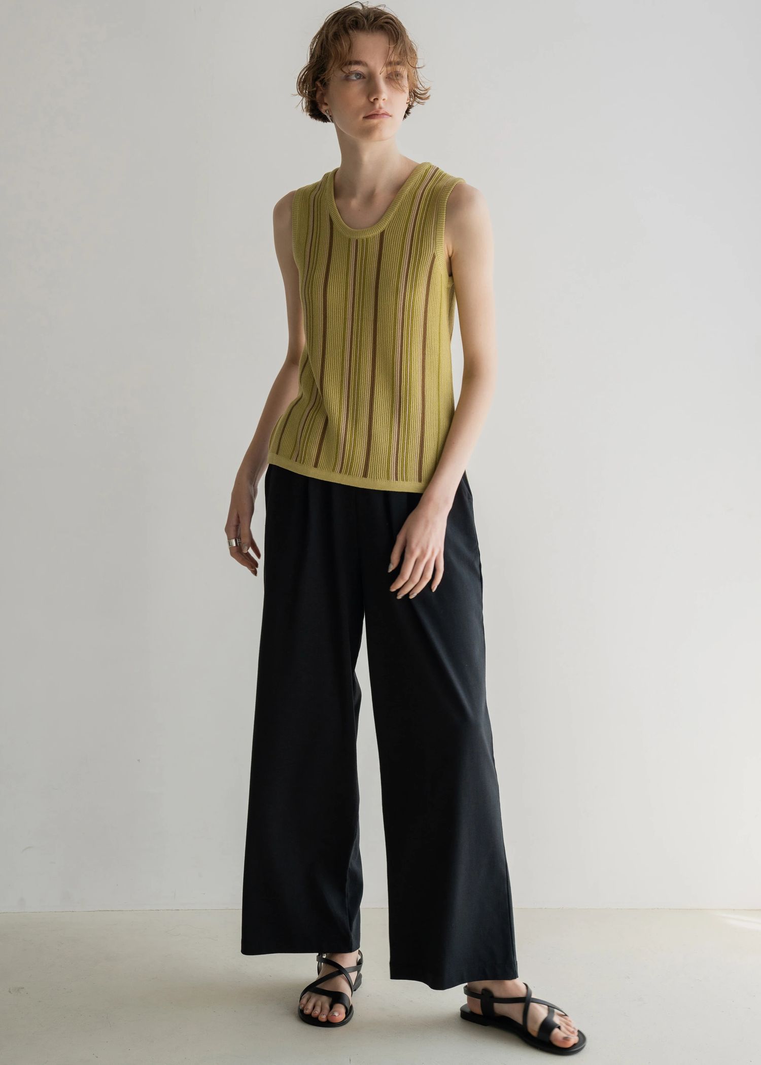 random multi stripe 2way knit tank top