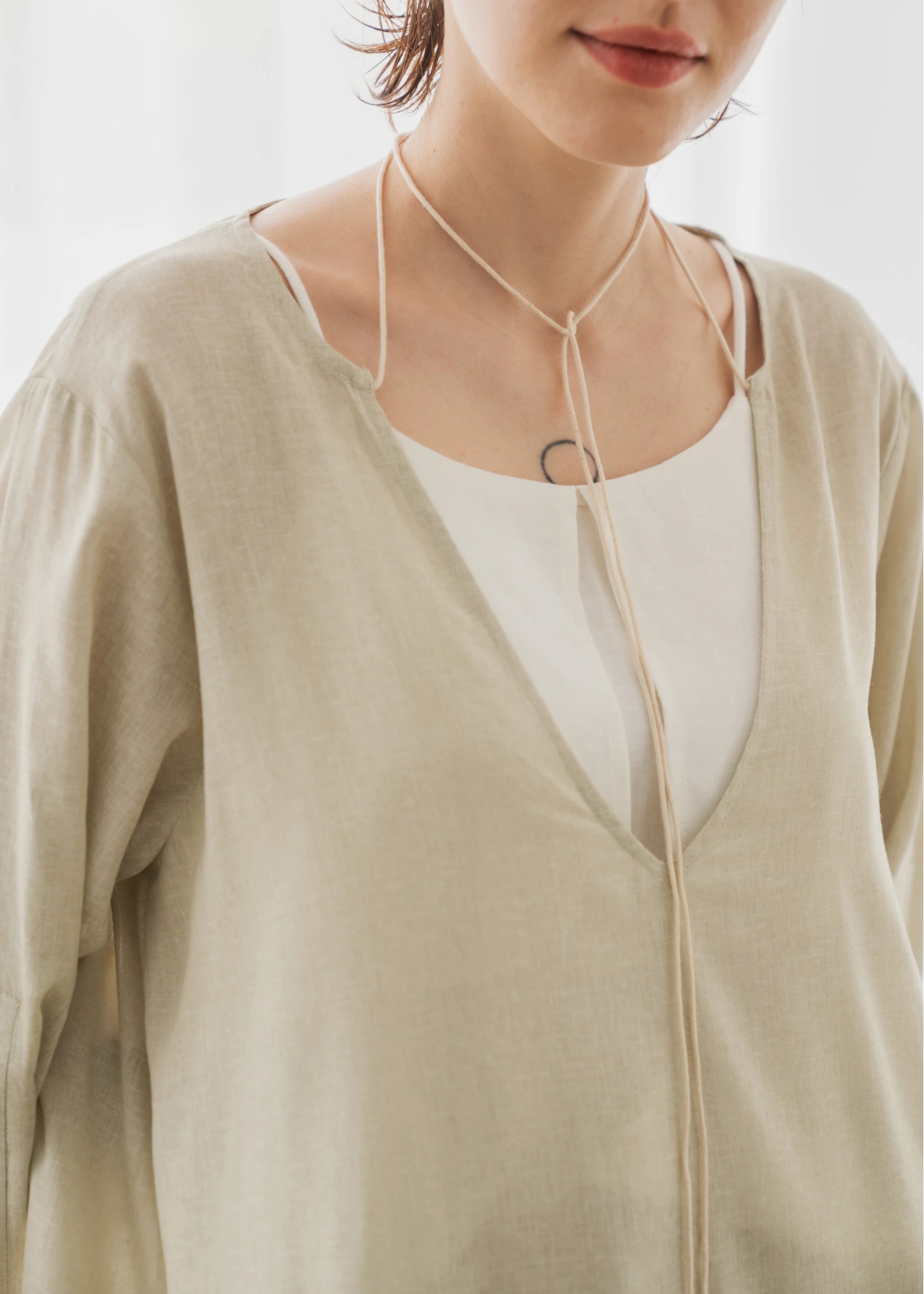 stitch slit mortise panel cord kaftan OP