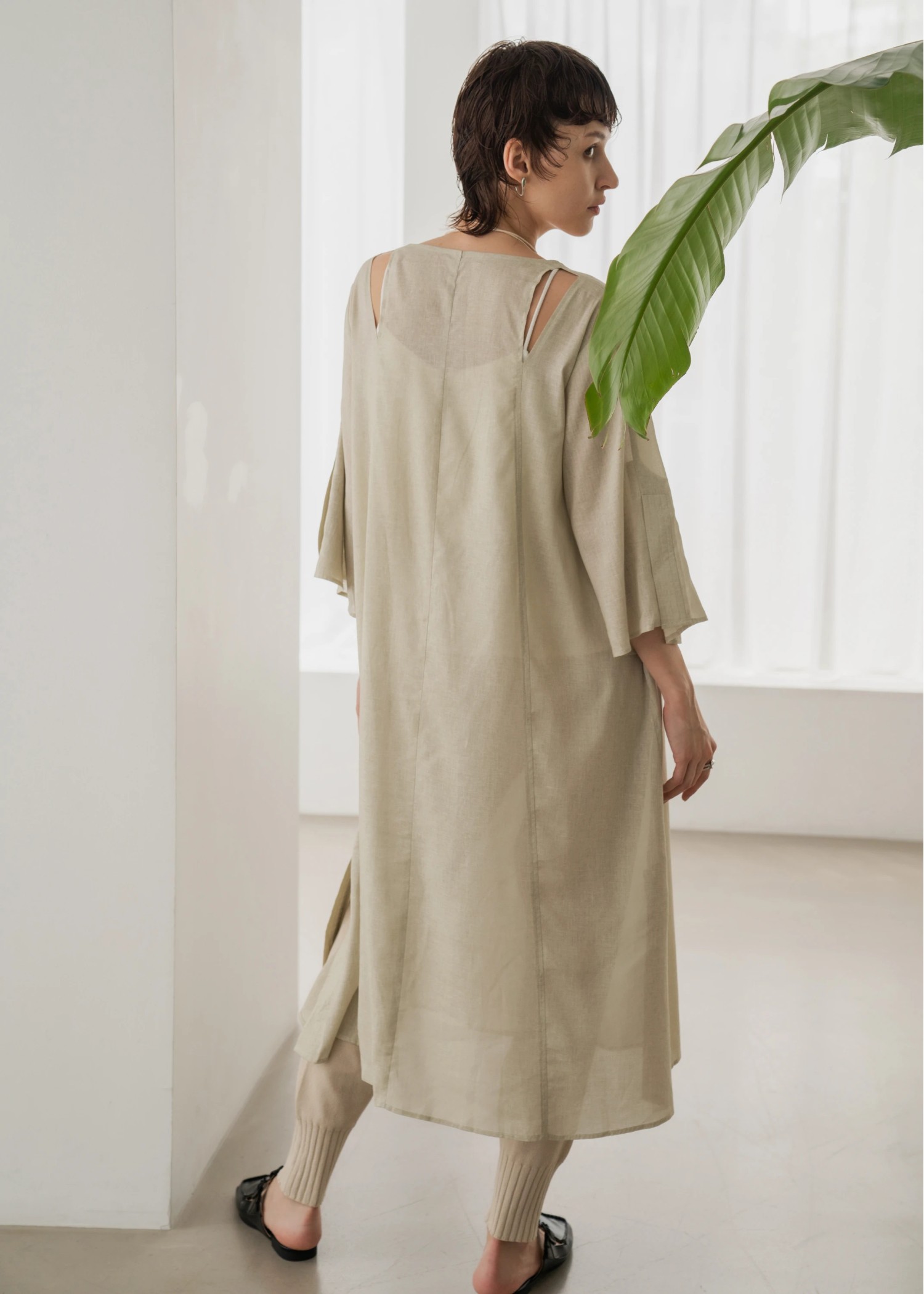 stitch slit mortise panel cord kaftan OP
