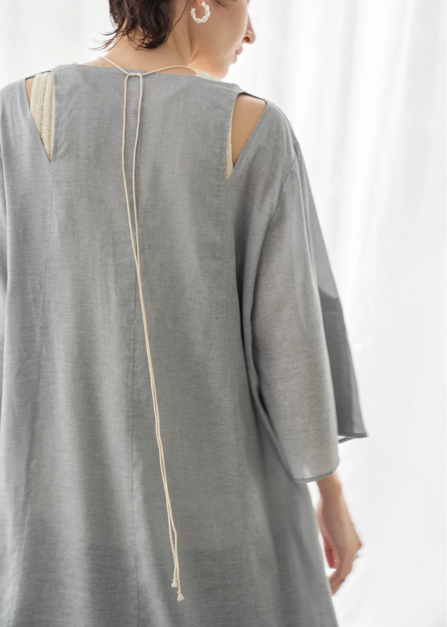 stitch slit mortise panel cord kaftan OP