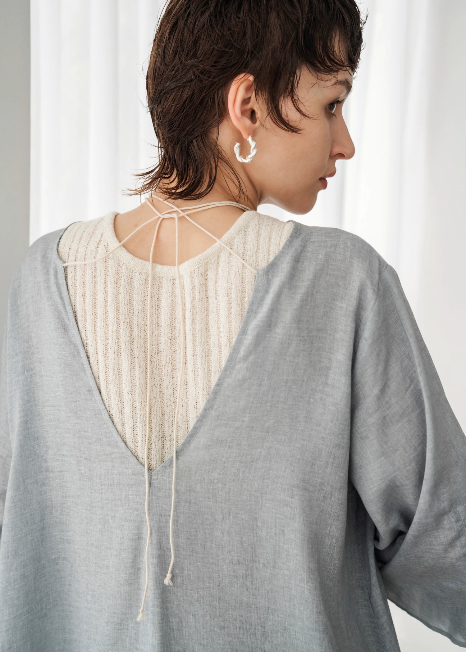 stitch slit mortise panel cord kaftan OP