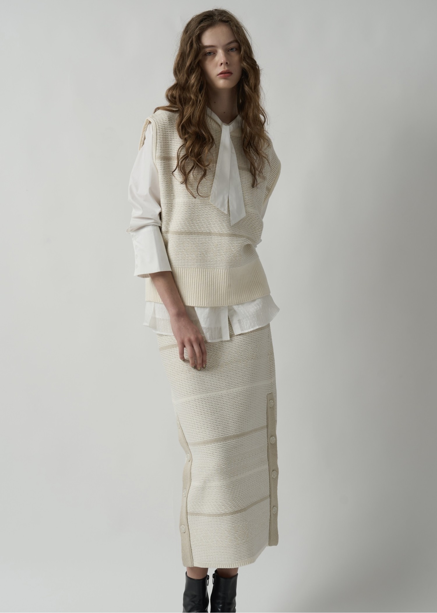 mix color pattern knit SET UP