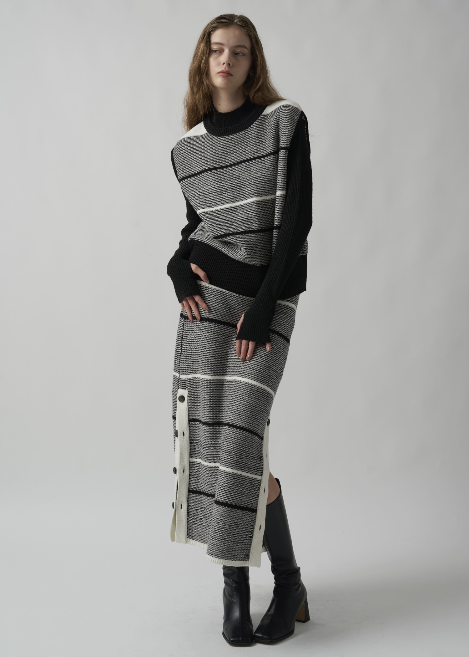 mix color pattern knit SET UP