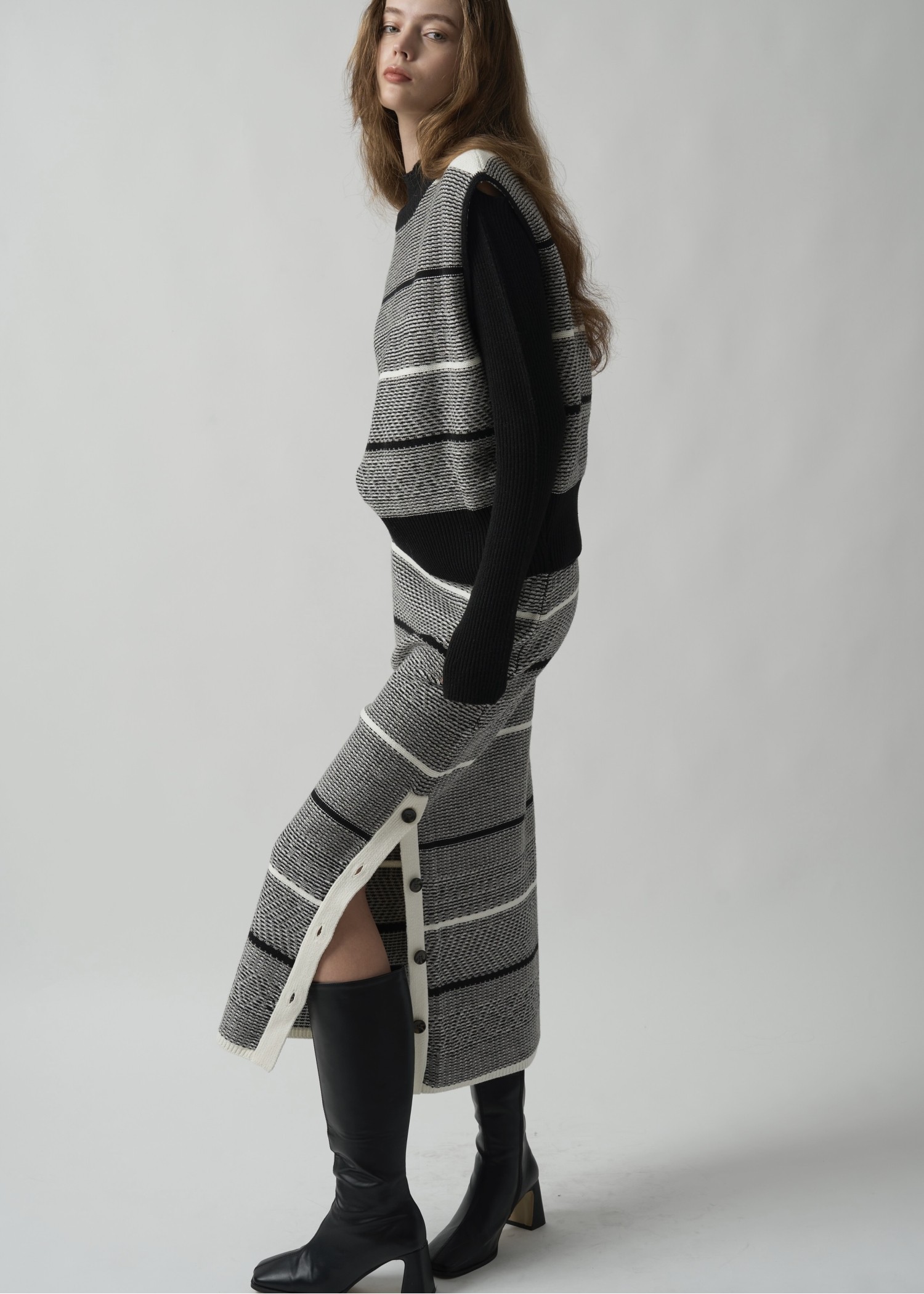 mix color pattern knit SET UP