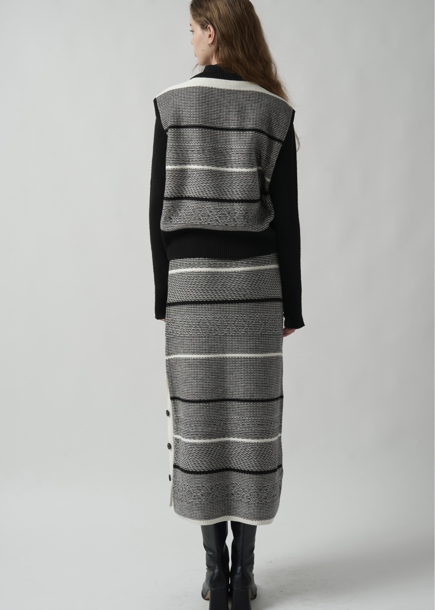 mix color pattern knit SET UP