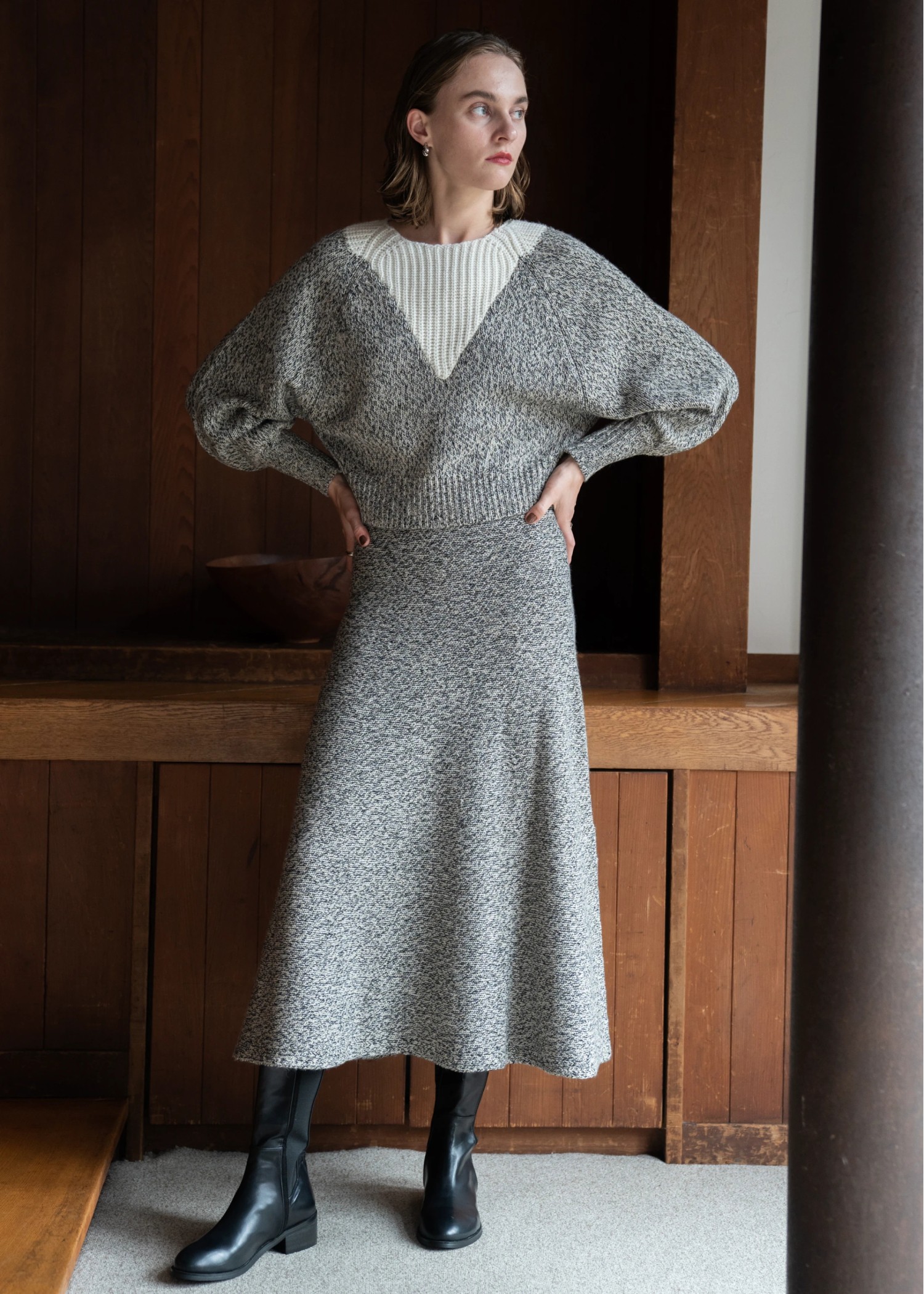 2way changeover melange knit