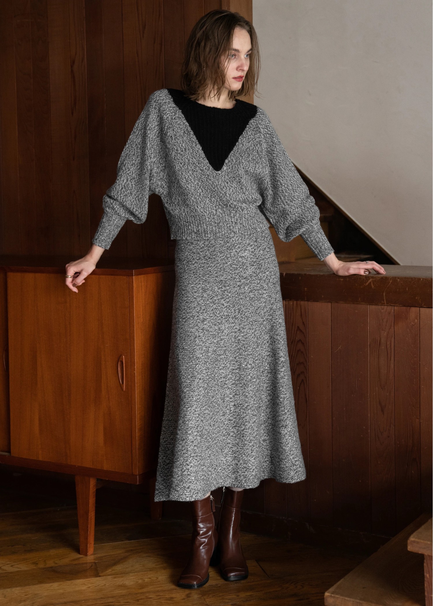 2way changeover melange knit