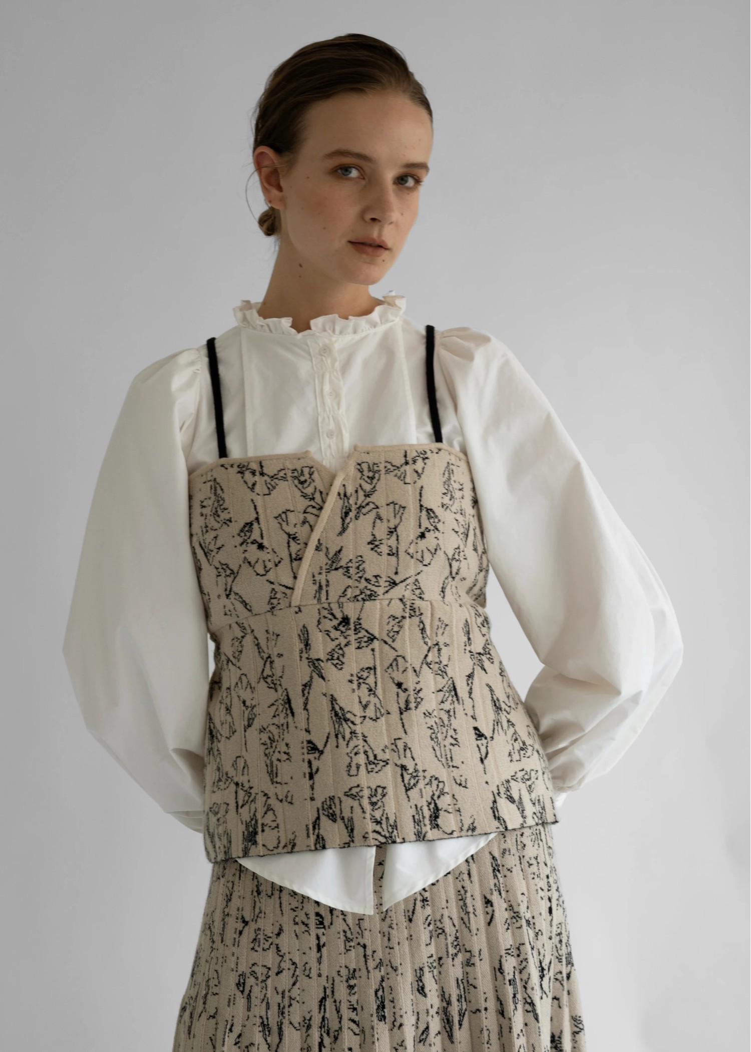 knit pleats peplum bustier