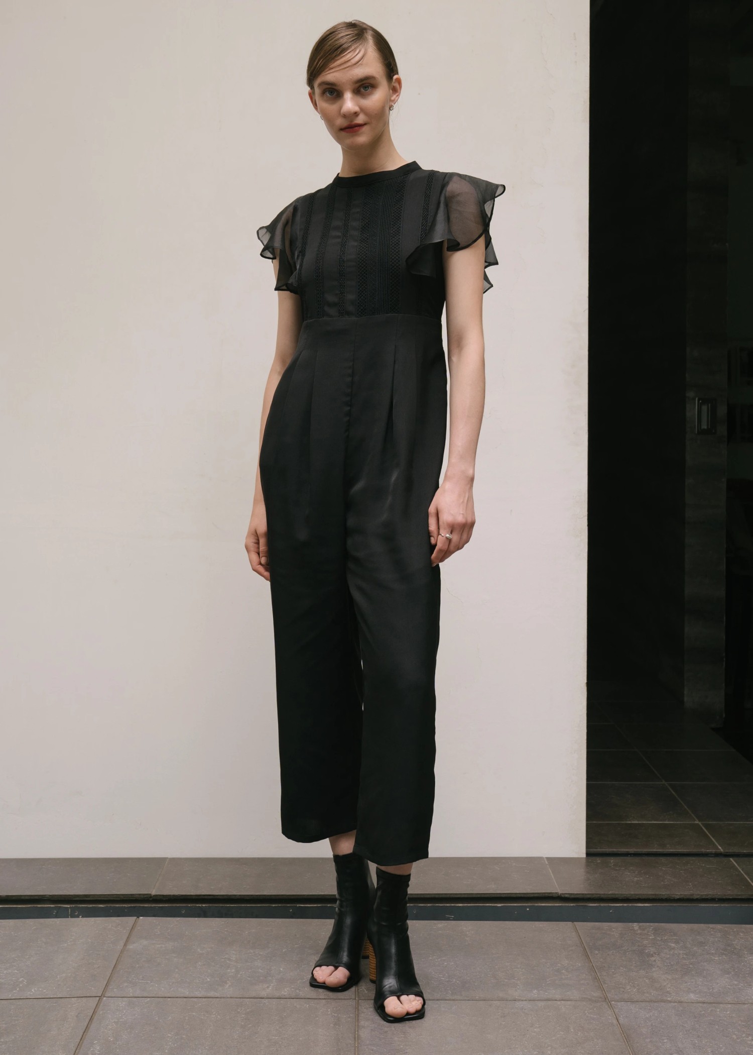 frill organdy back open all-in-one