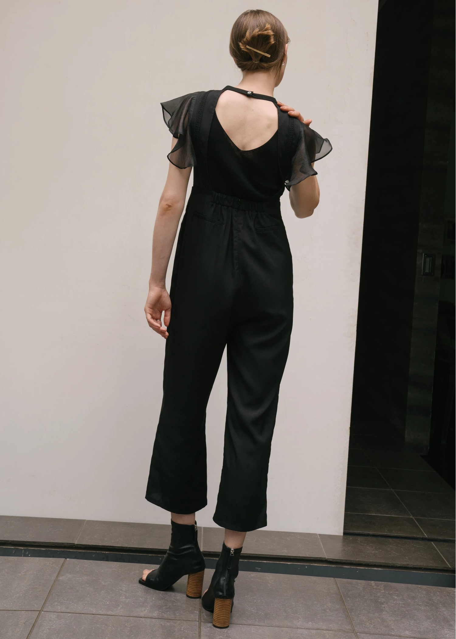 frill organdy back open all-in-one