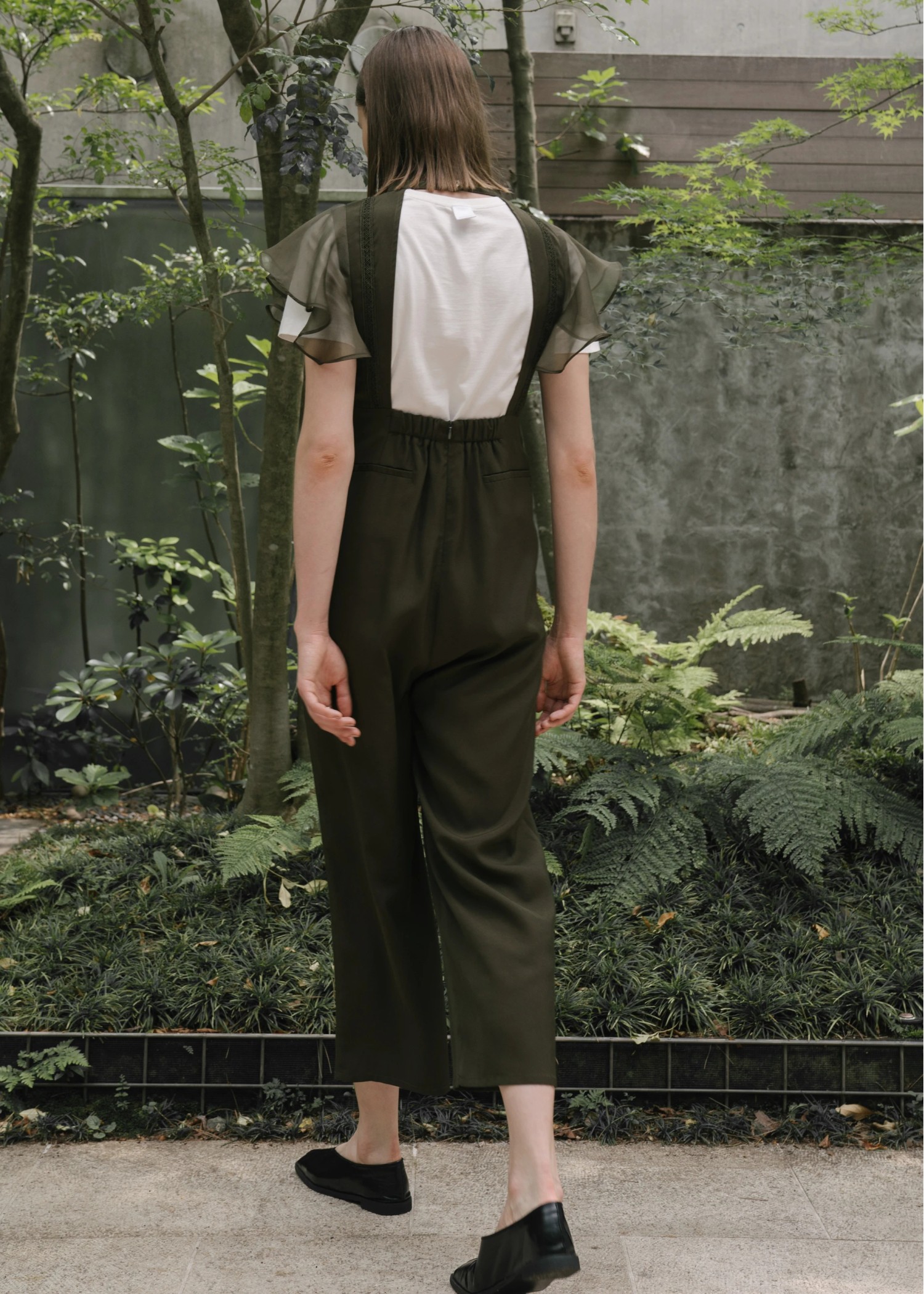 frill organdy back open all-in-one