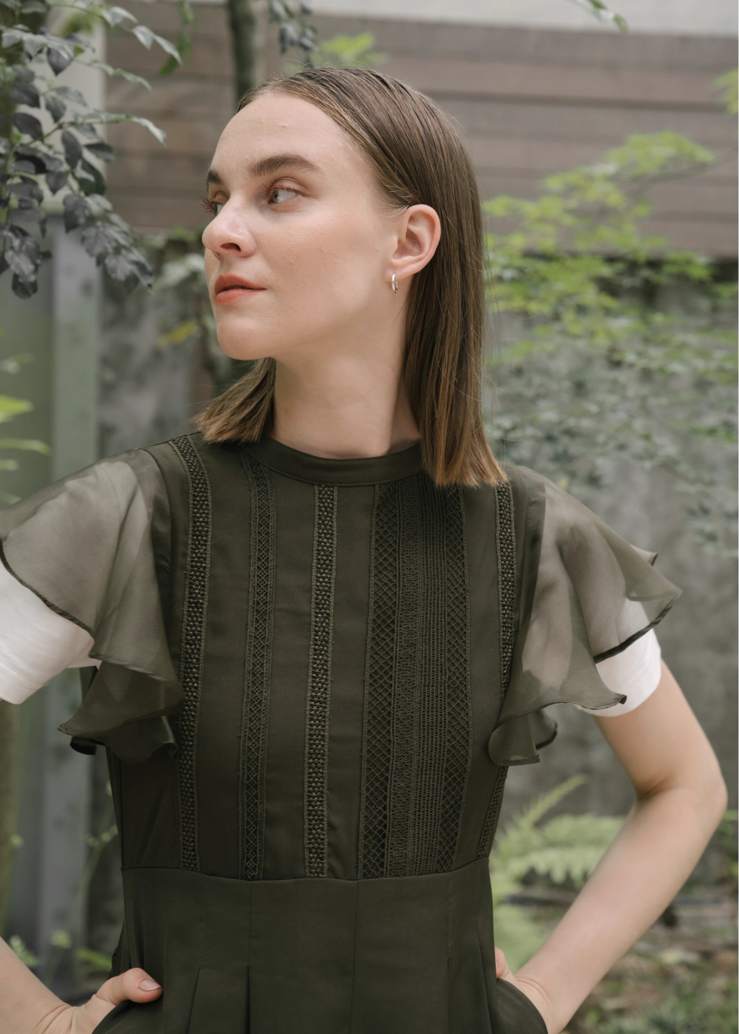 frill organdy back open all-in-one