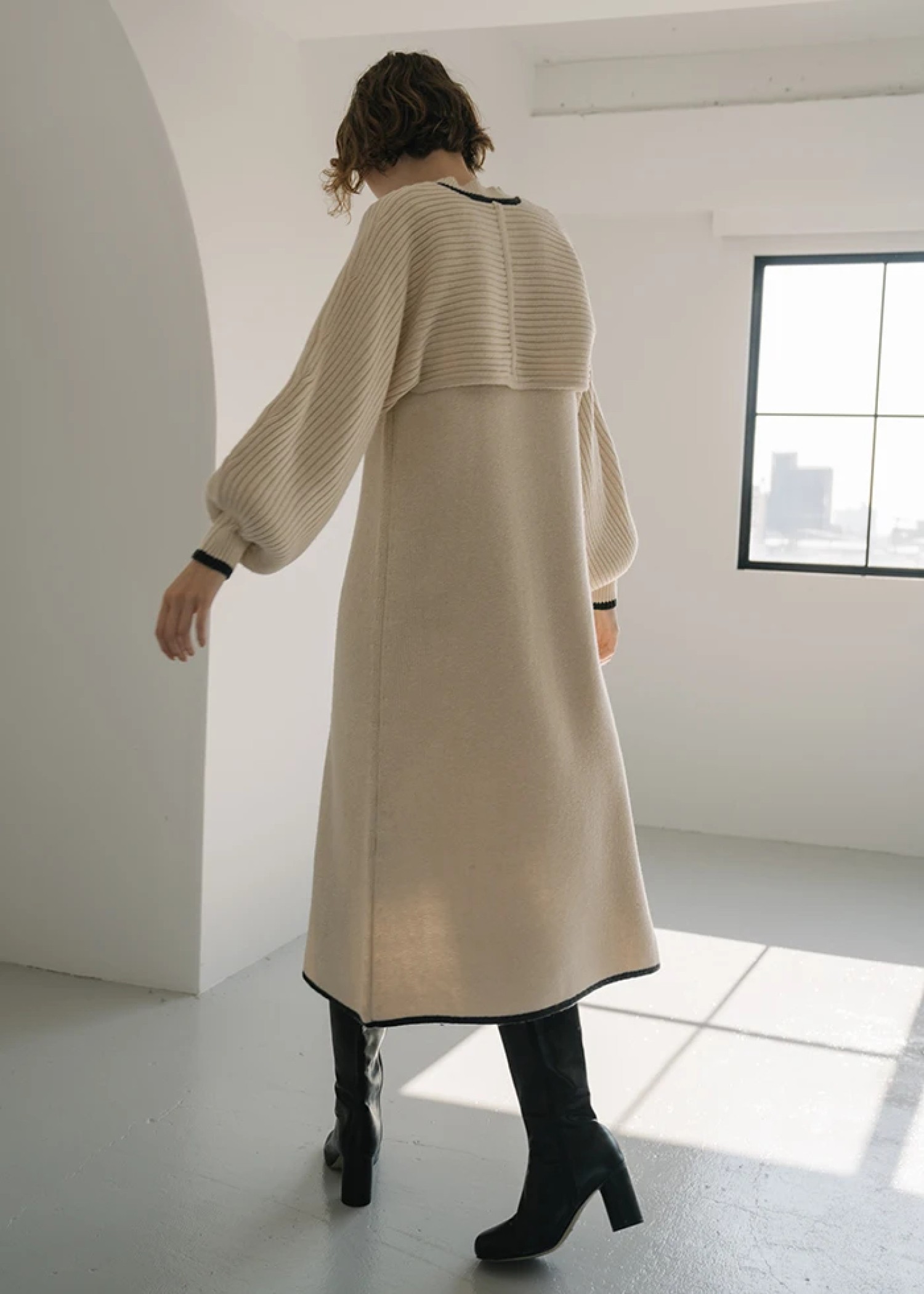 bicolor piping bolero knit OP