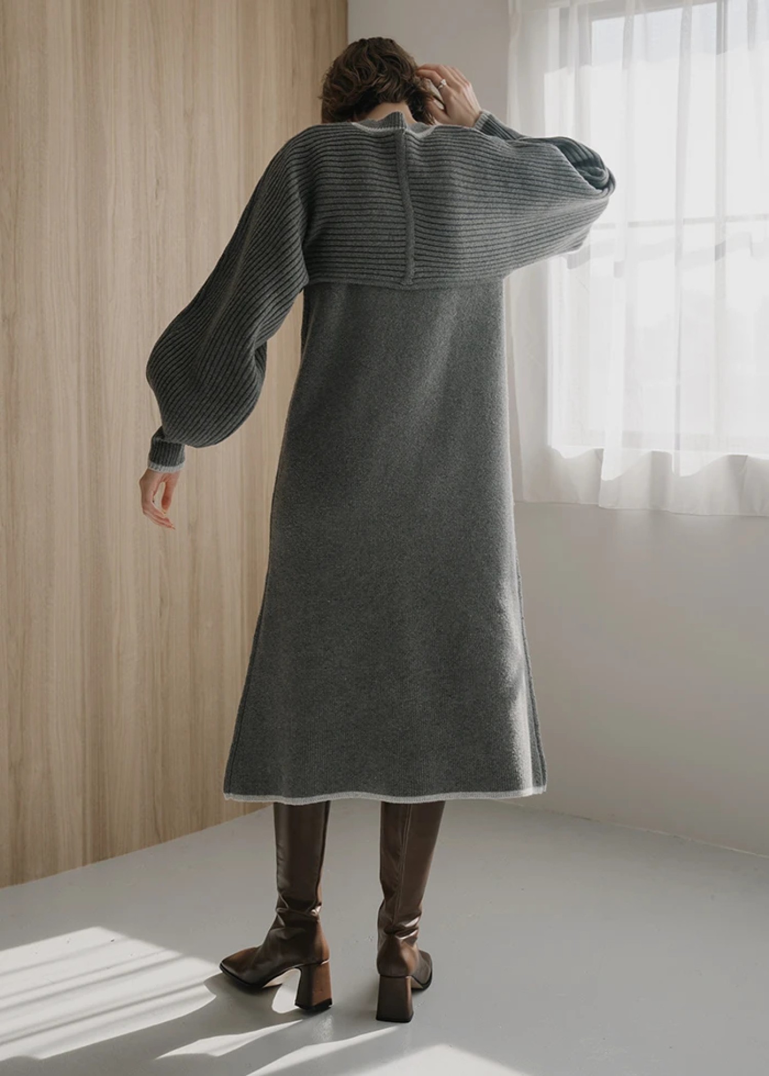 bicolor piping bolero knit OP