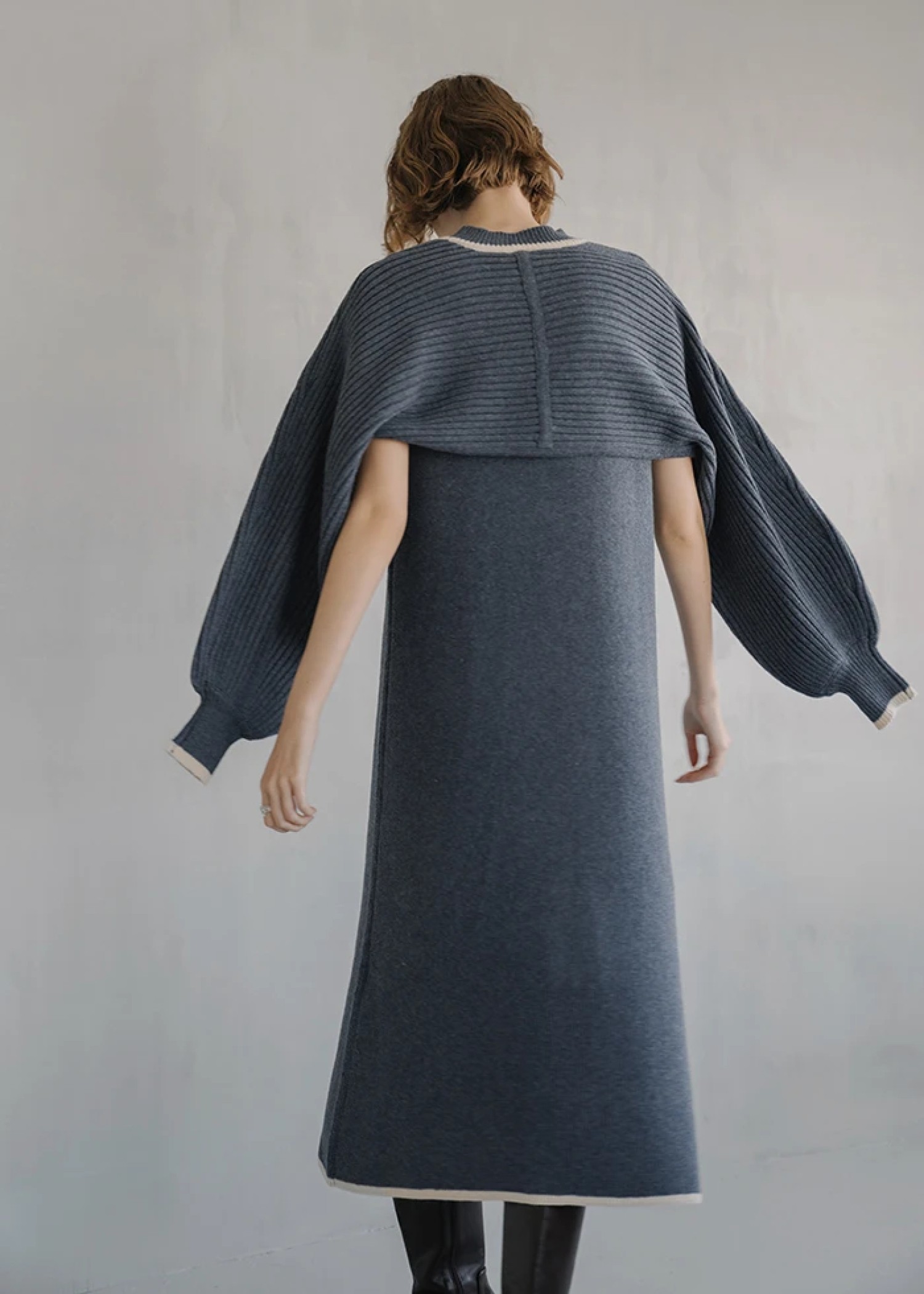 bicolor piping bolero knit OP