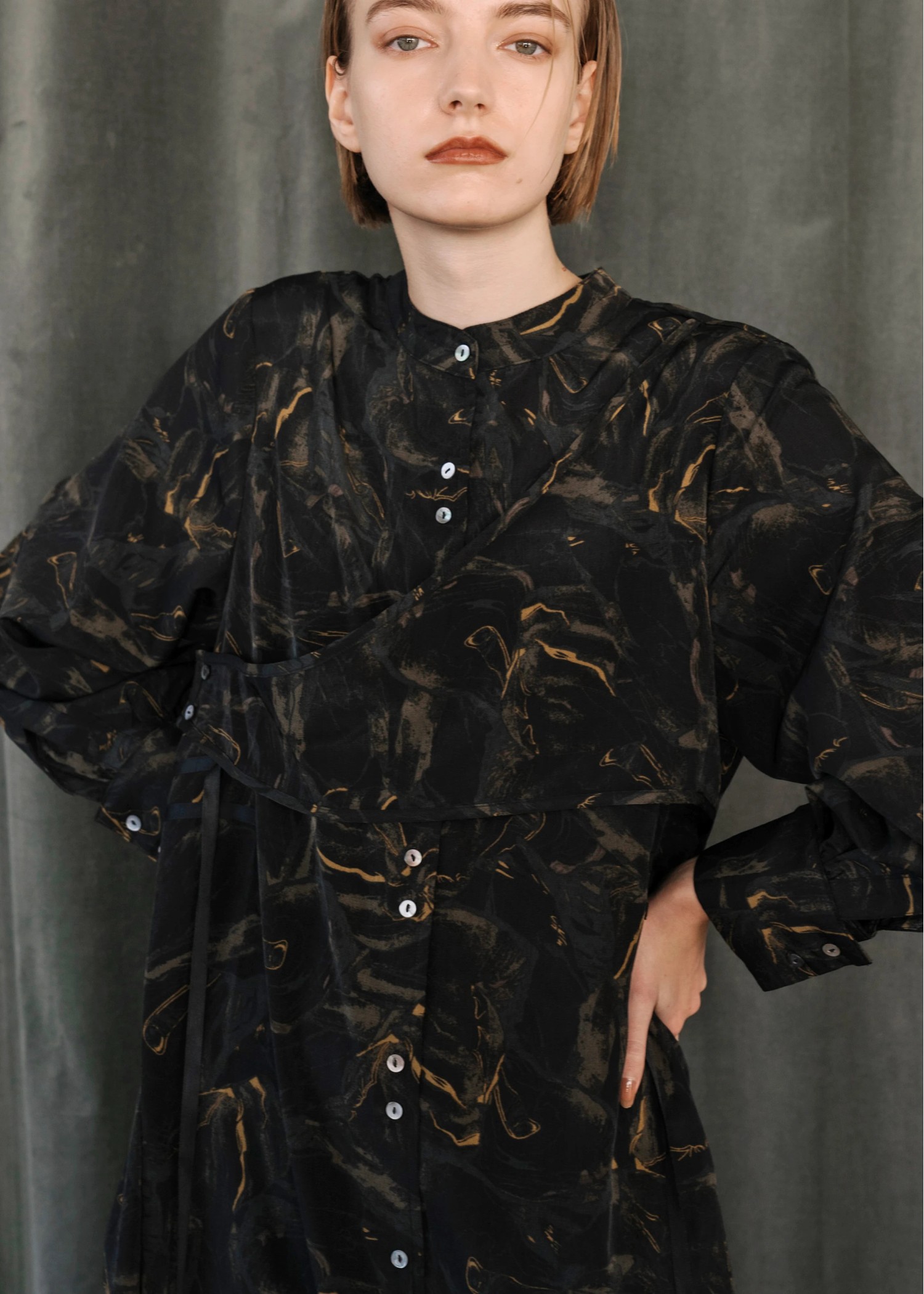 side ribbon various print OP