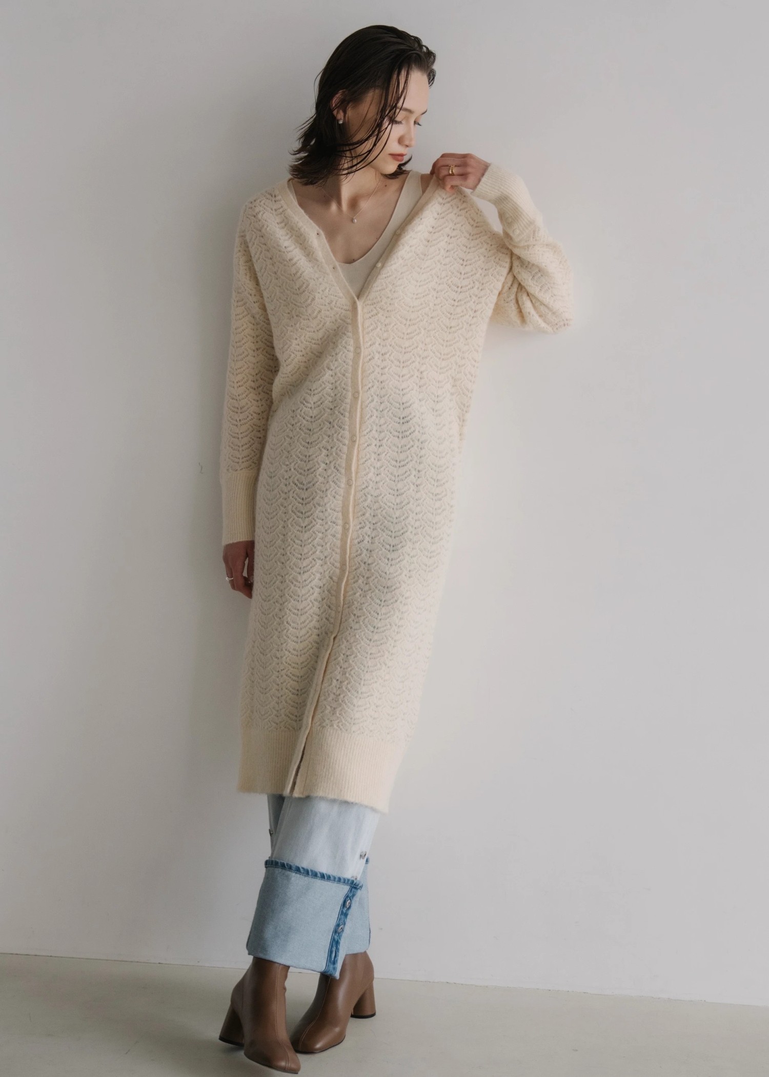 openwork 3way long cuffs knit OP