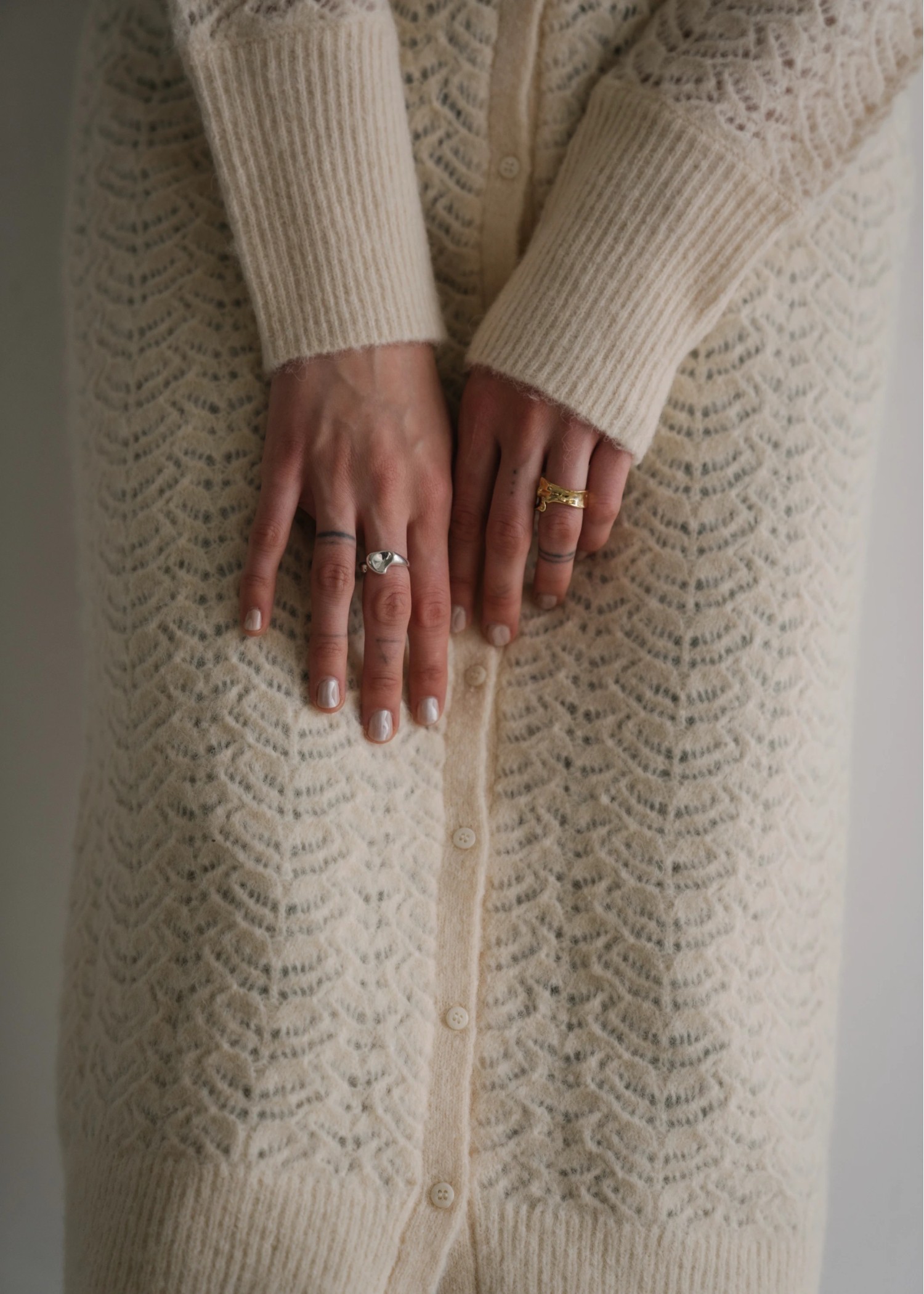 openwork 3way long cuffs knit OP