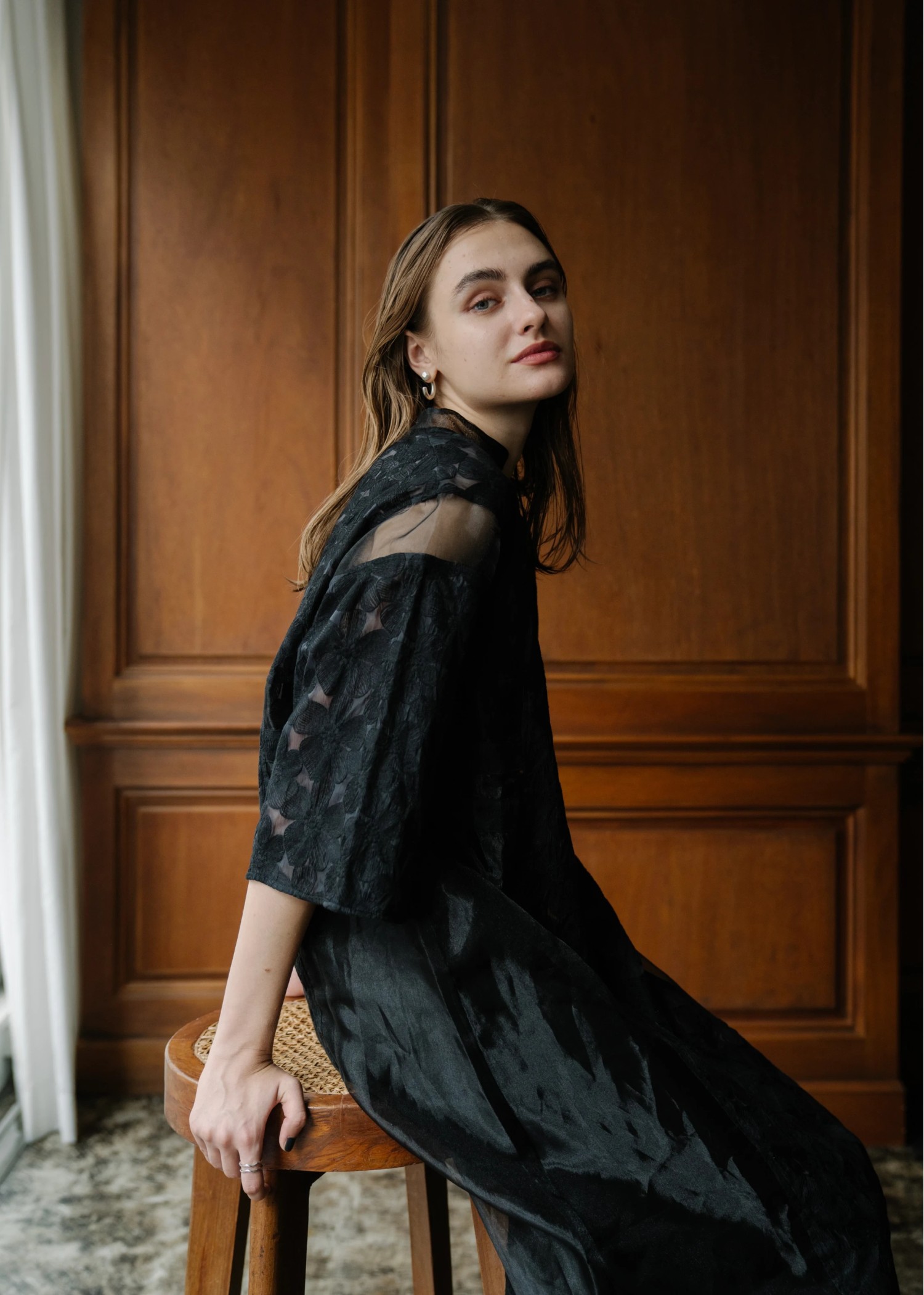 flower organdy lace switching layered OP