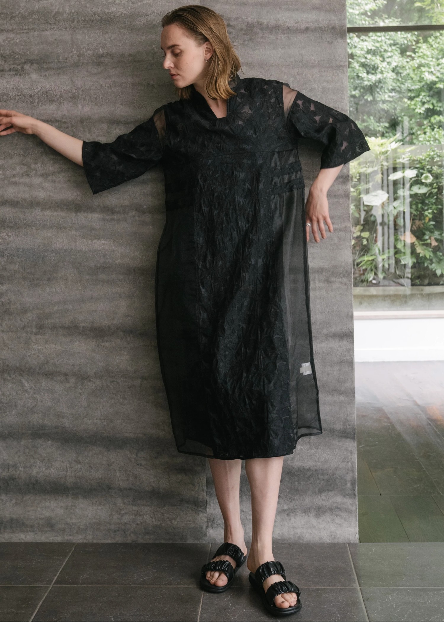 flower organdy lace switching layered OP