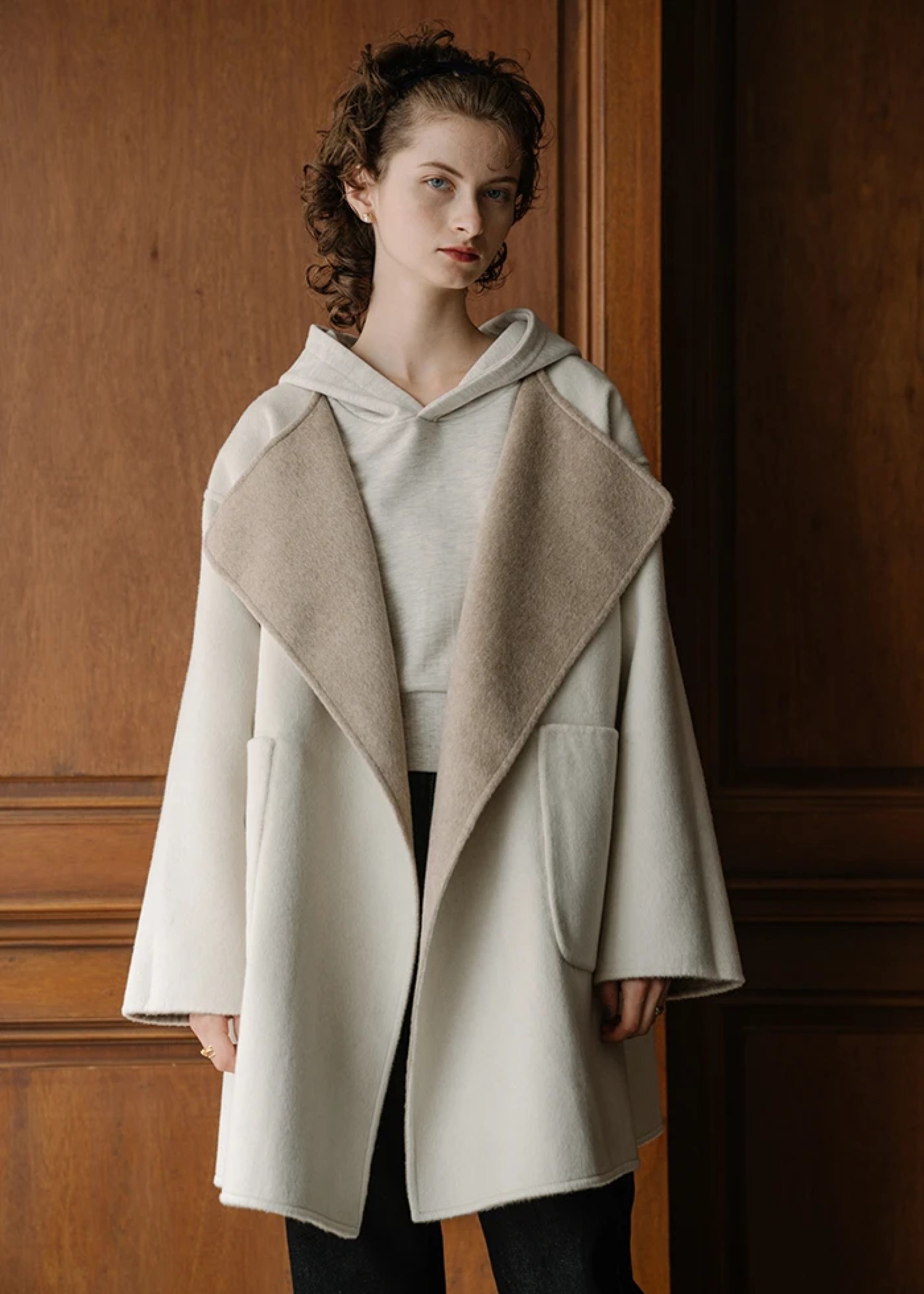 no collar tailoring reversible medium coat