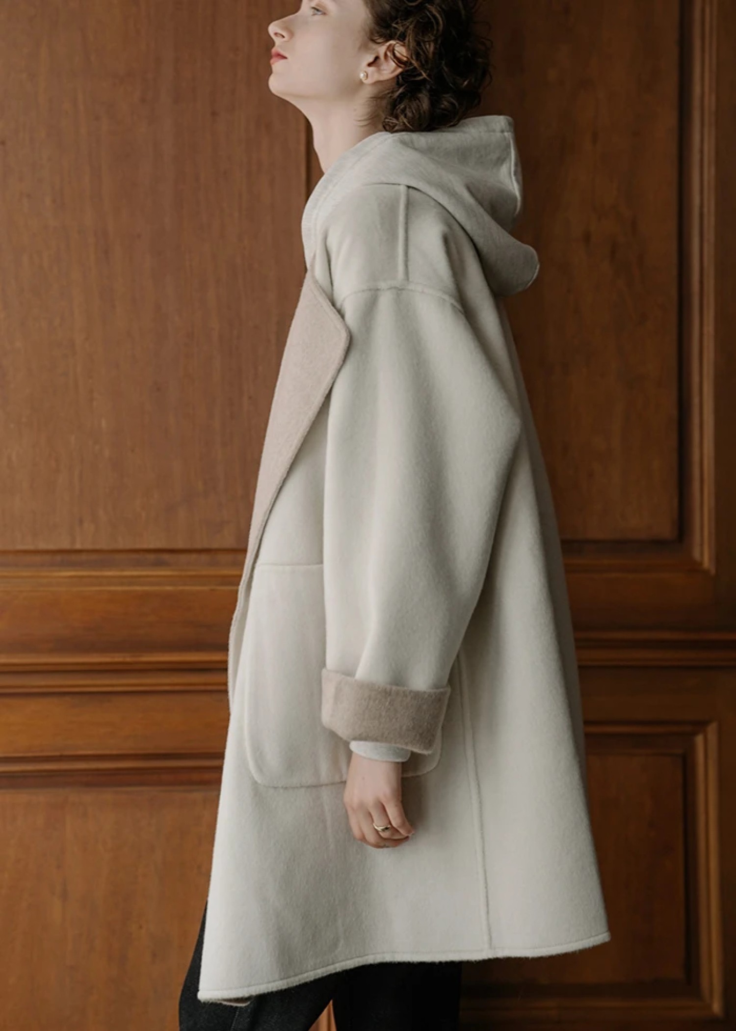 no collar tailoring reversible medium coat