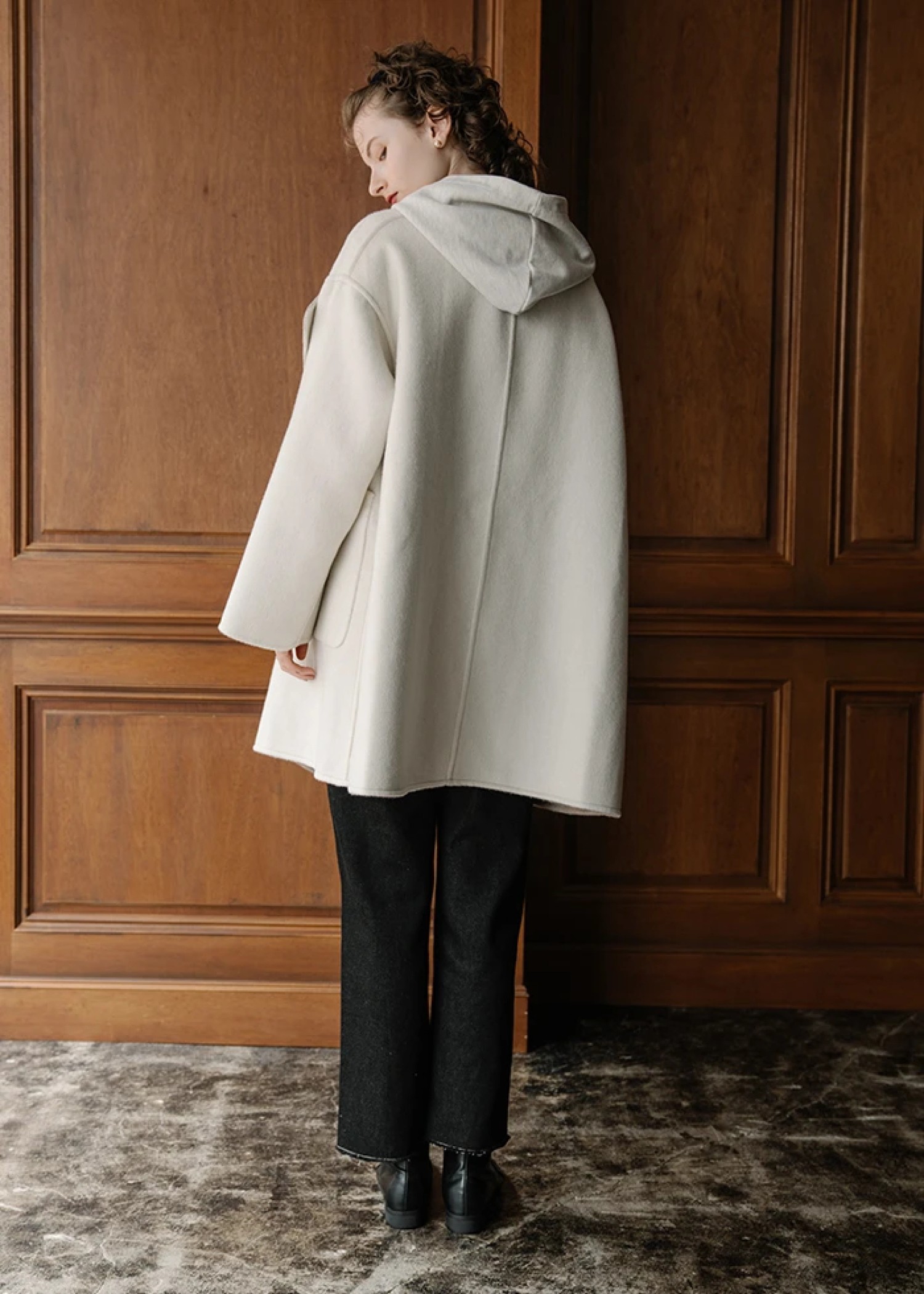 no collar tailoring reversible medium coat