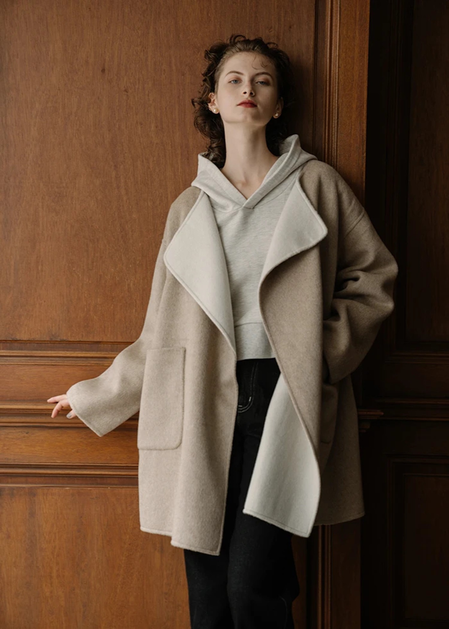 no collar tailoring reversible medium coat