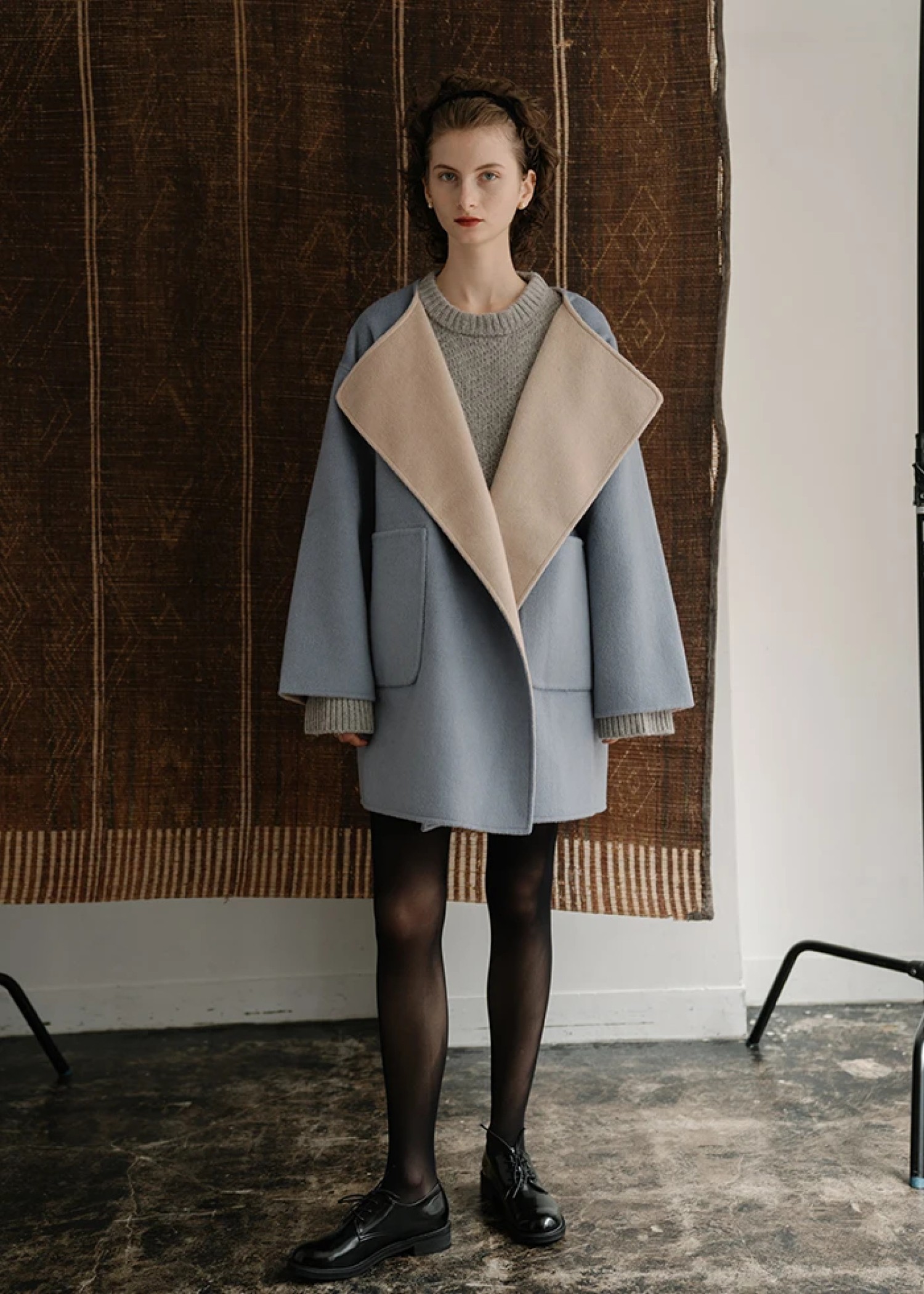 no collar tailoring reversible medium coat