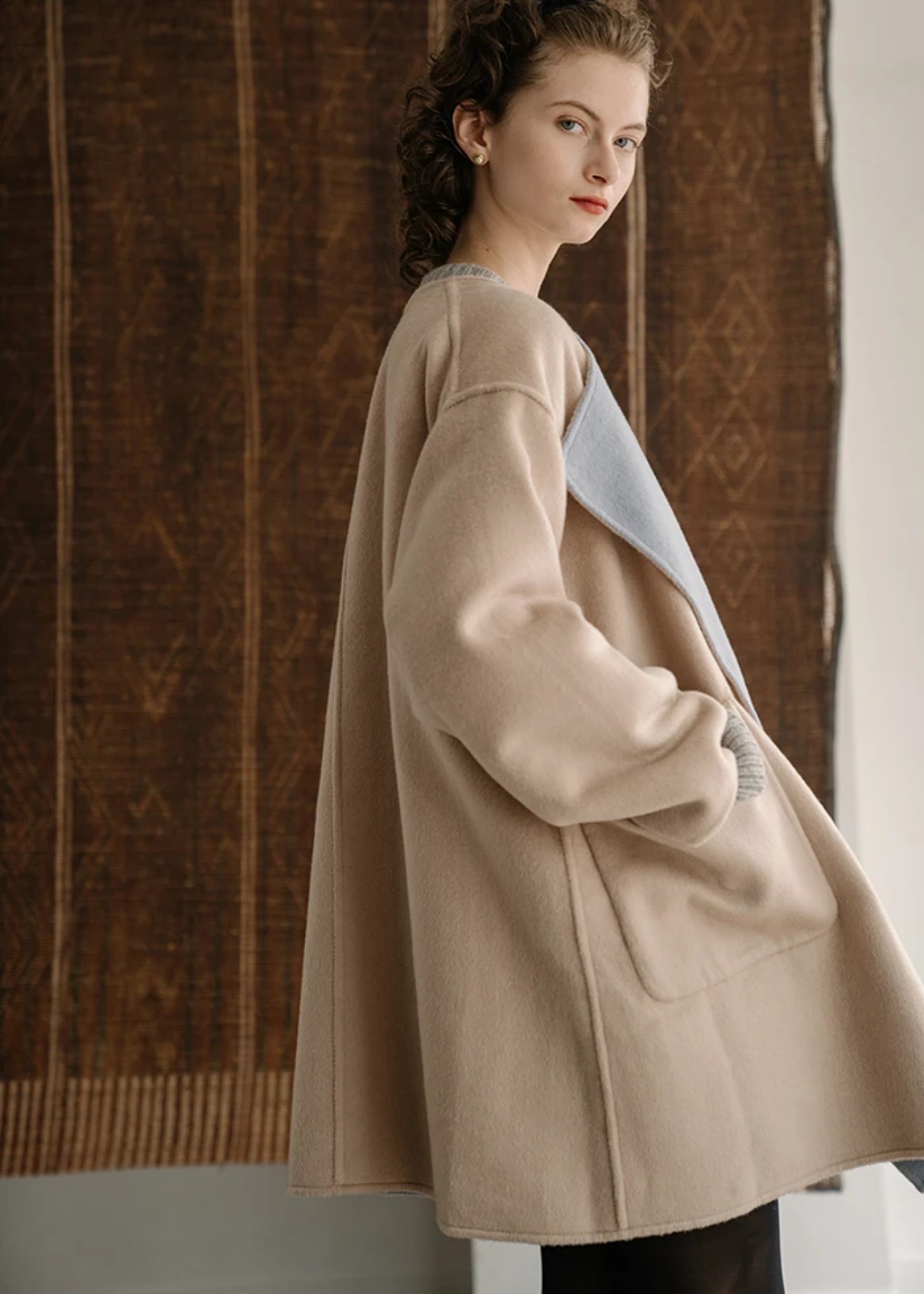 no collar tailoring reversible medium coat