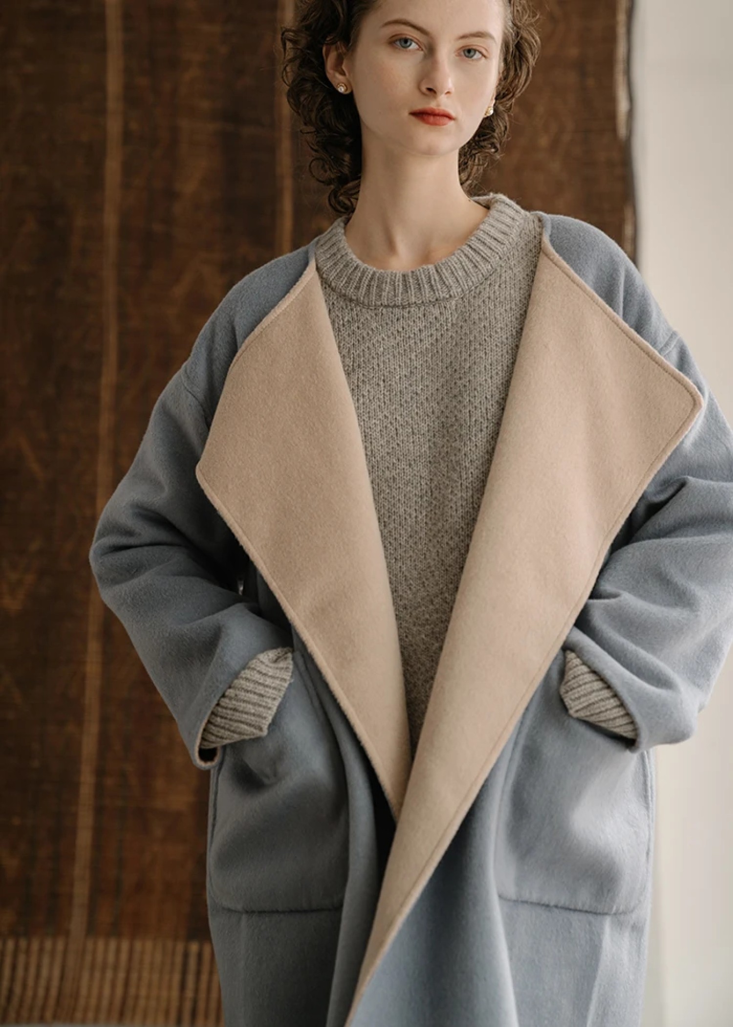 no collar tailoring reversible medium coat