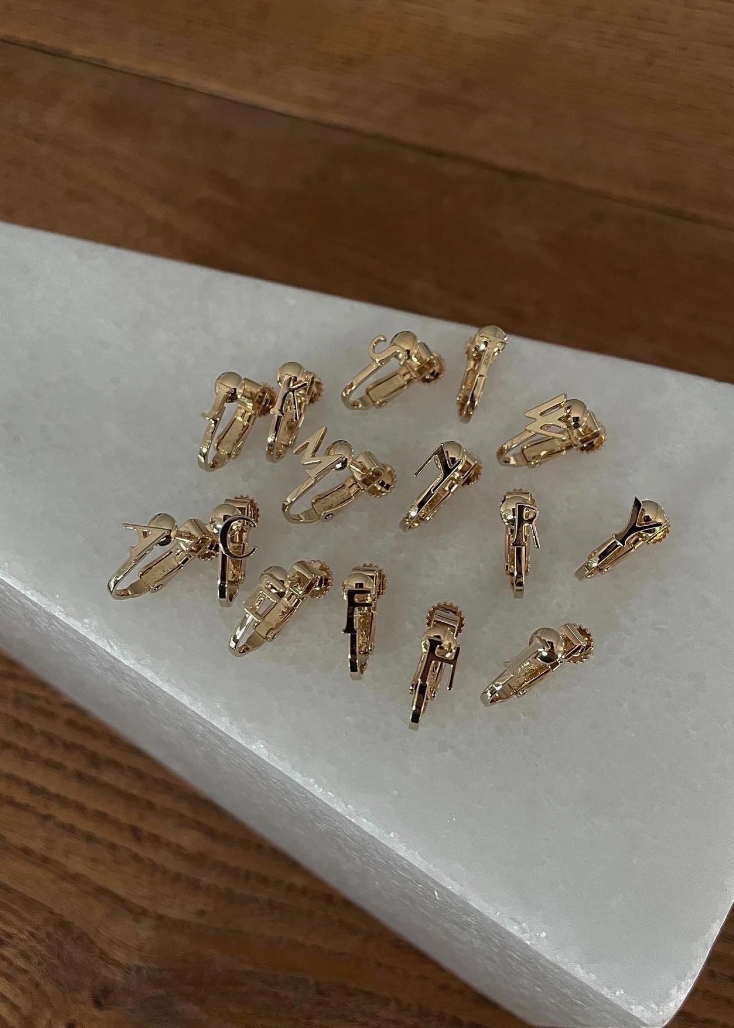 bit initial tiny motif earring