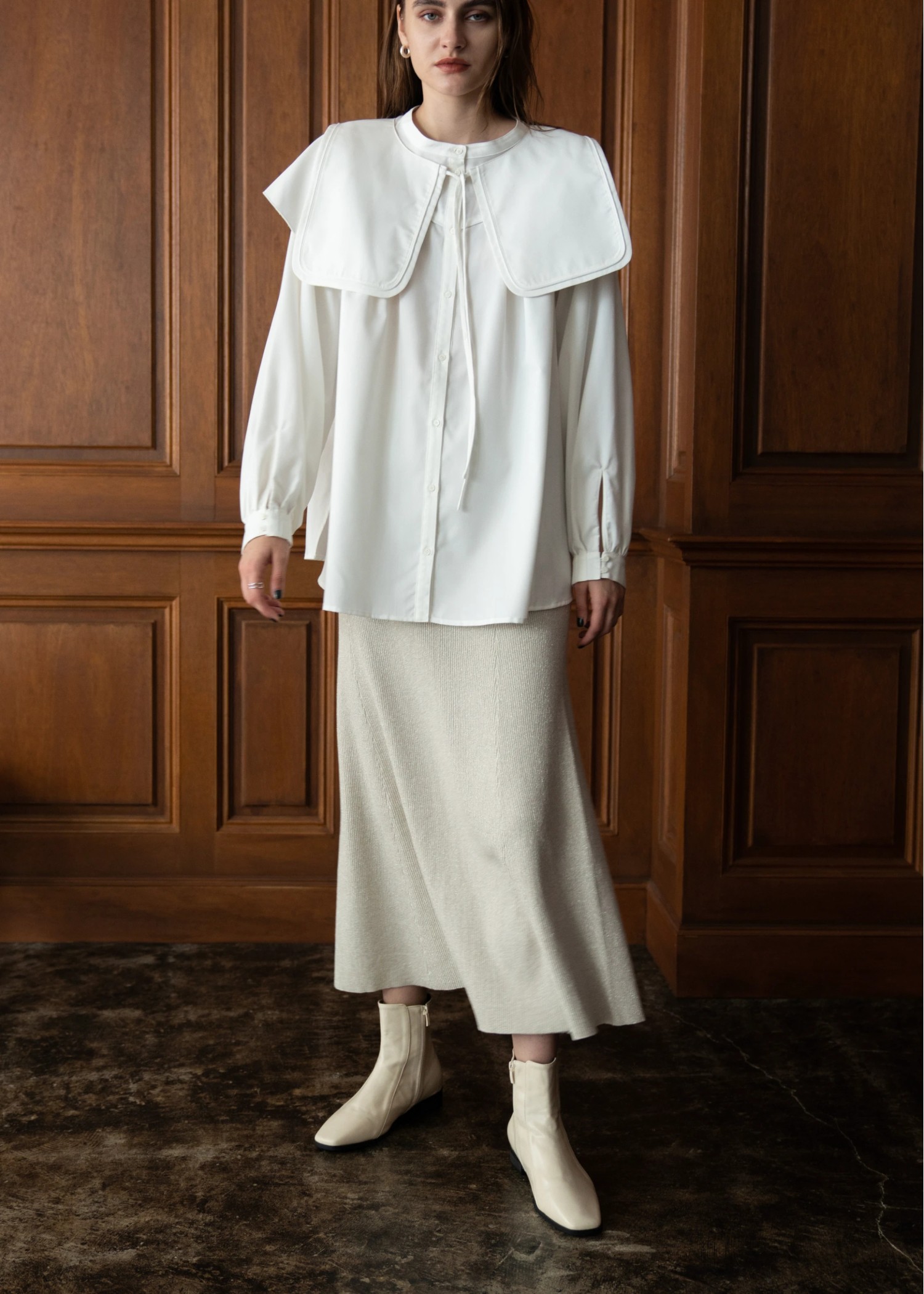 thickening glitter rib lame knit flare SK