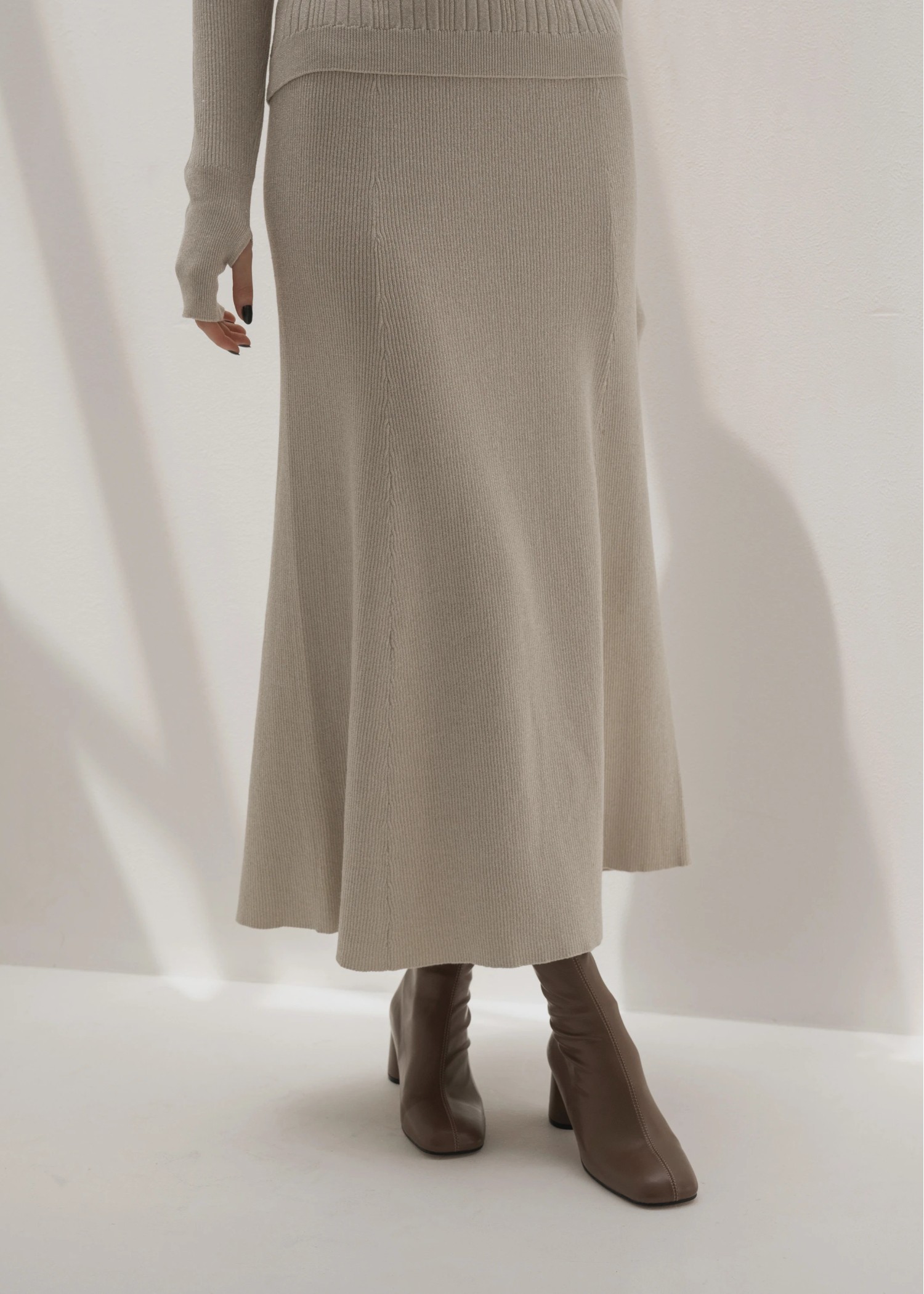 thickening glitter rib lame knit flare SK