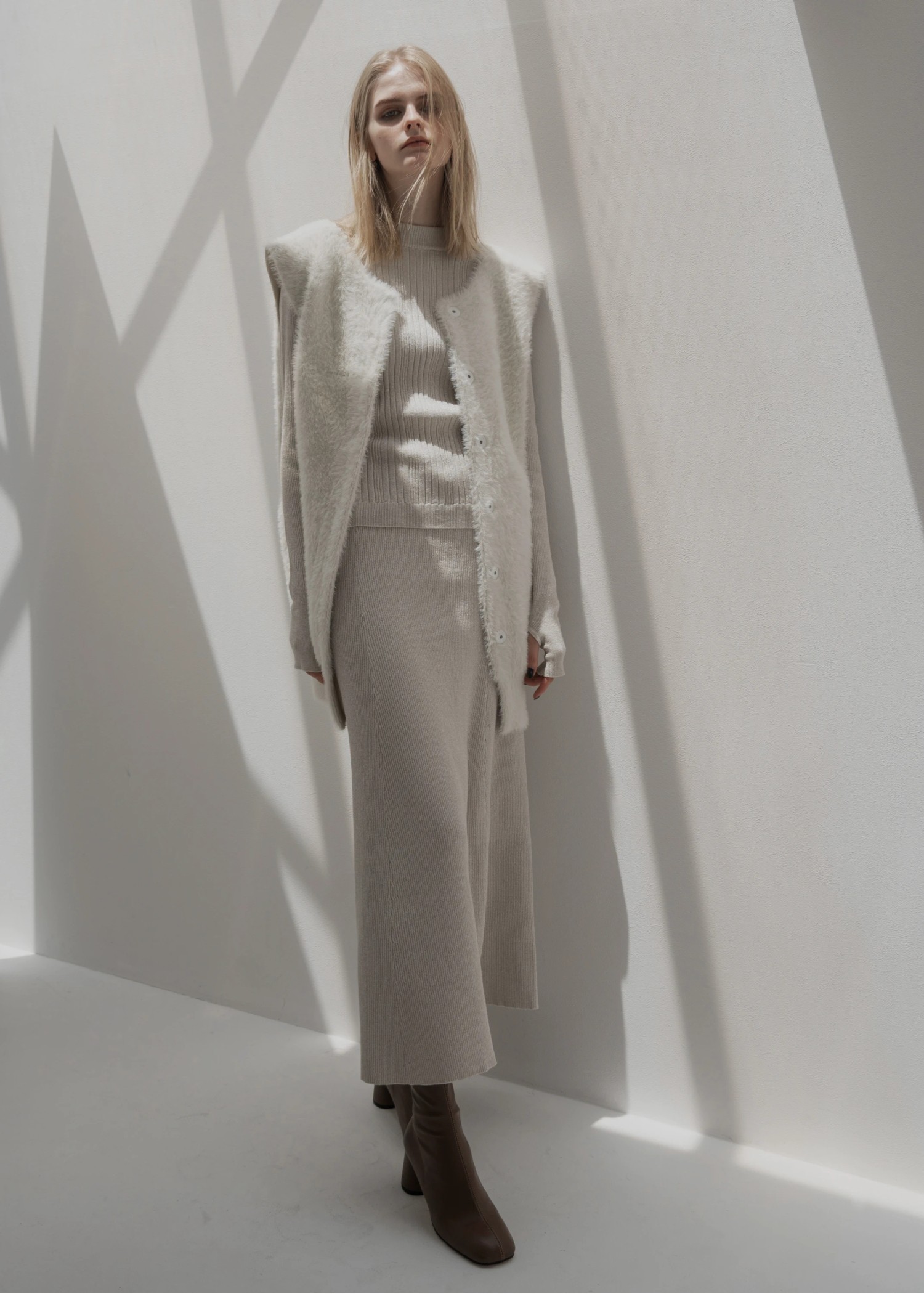 thickening glitter rib lame knit flare SK