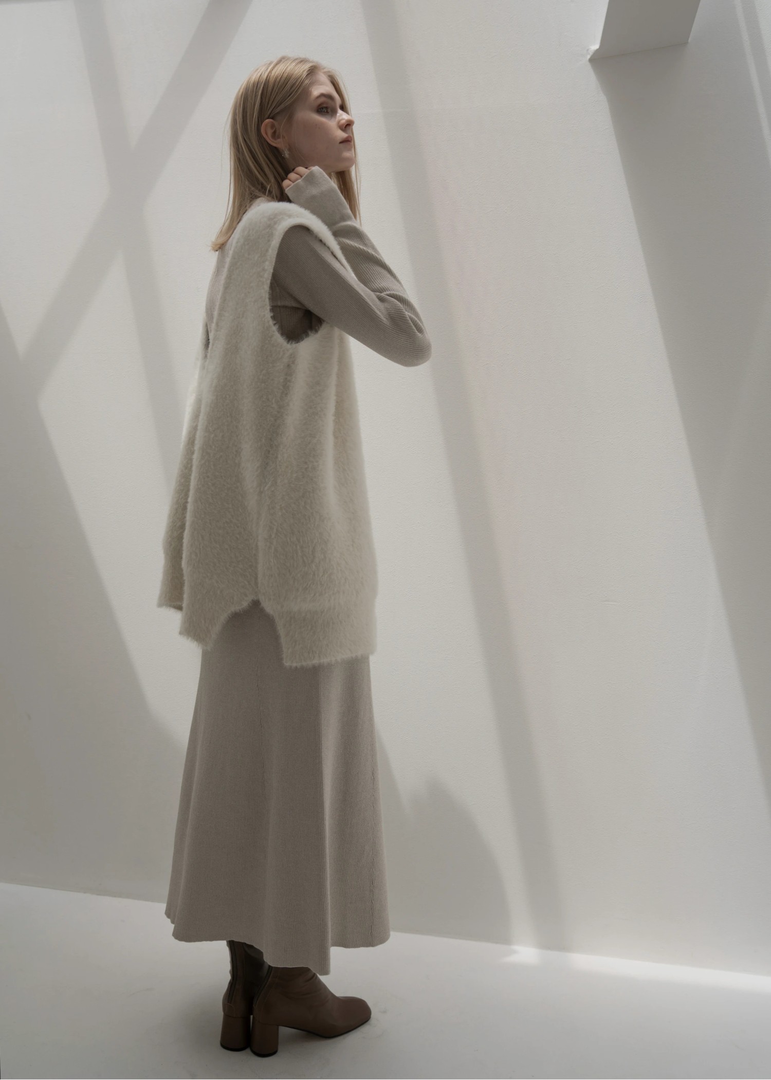 thickening glitter rib lame knit flare SK