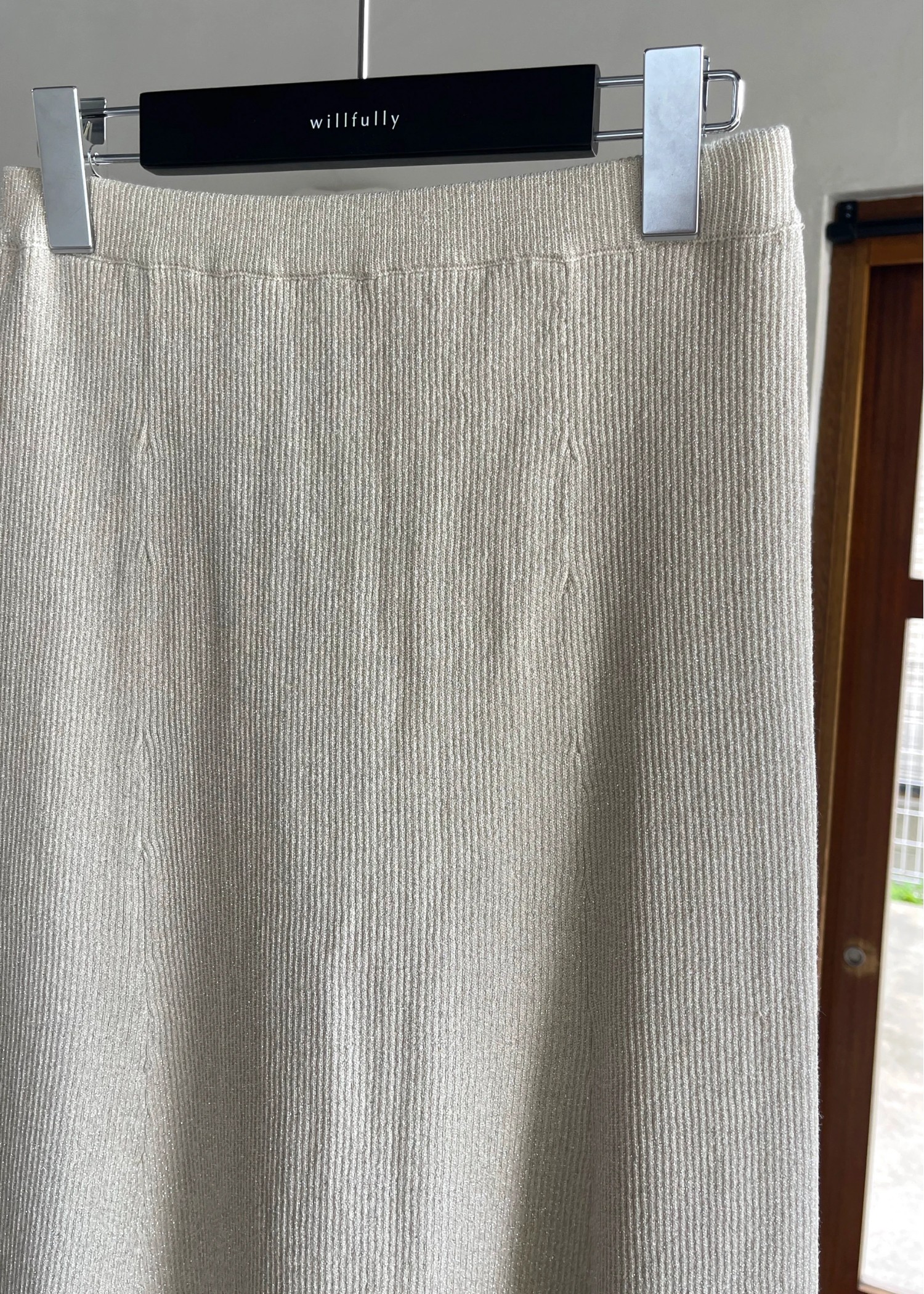 thickening glitter rib lame knit flare SK