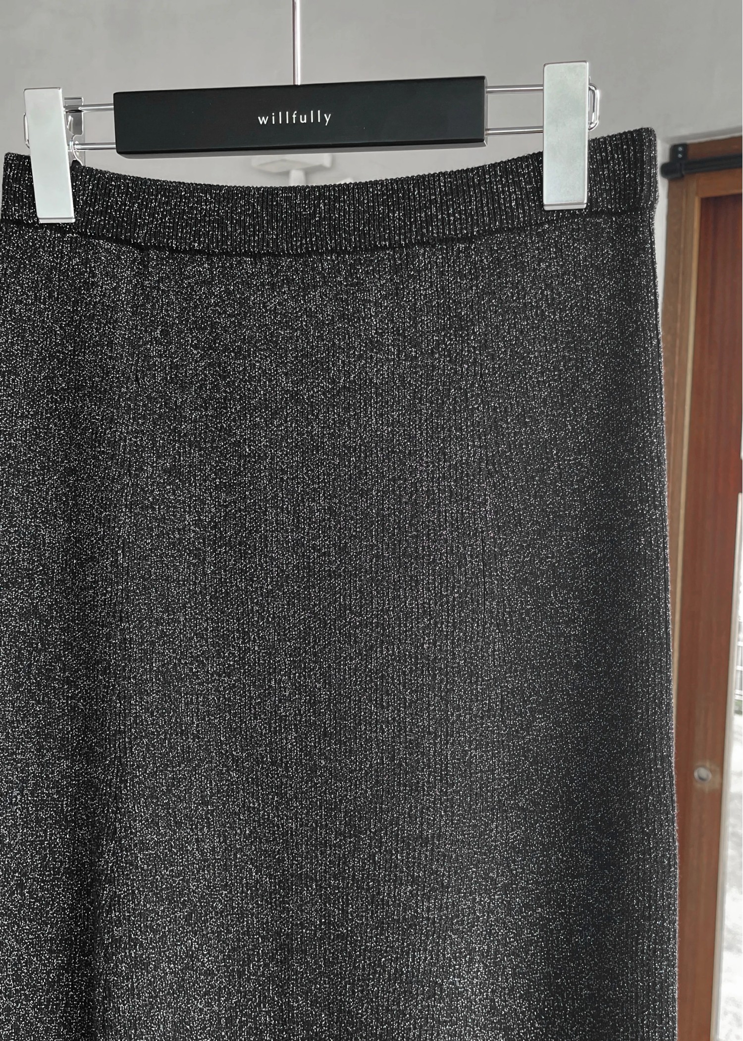 thickening glitter rib lame knit flare SK