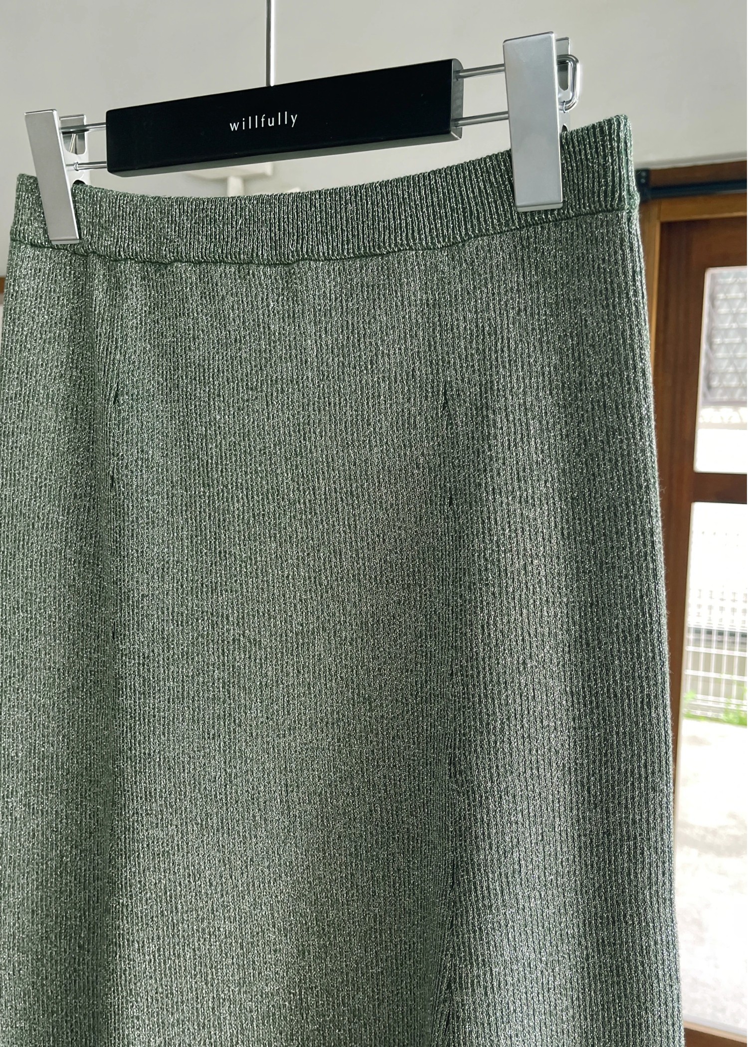 thickening glitter rib lame knit flare SK