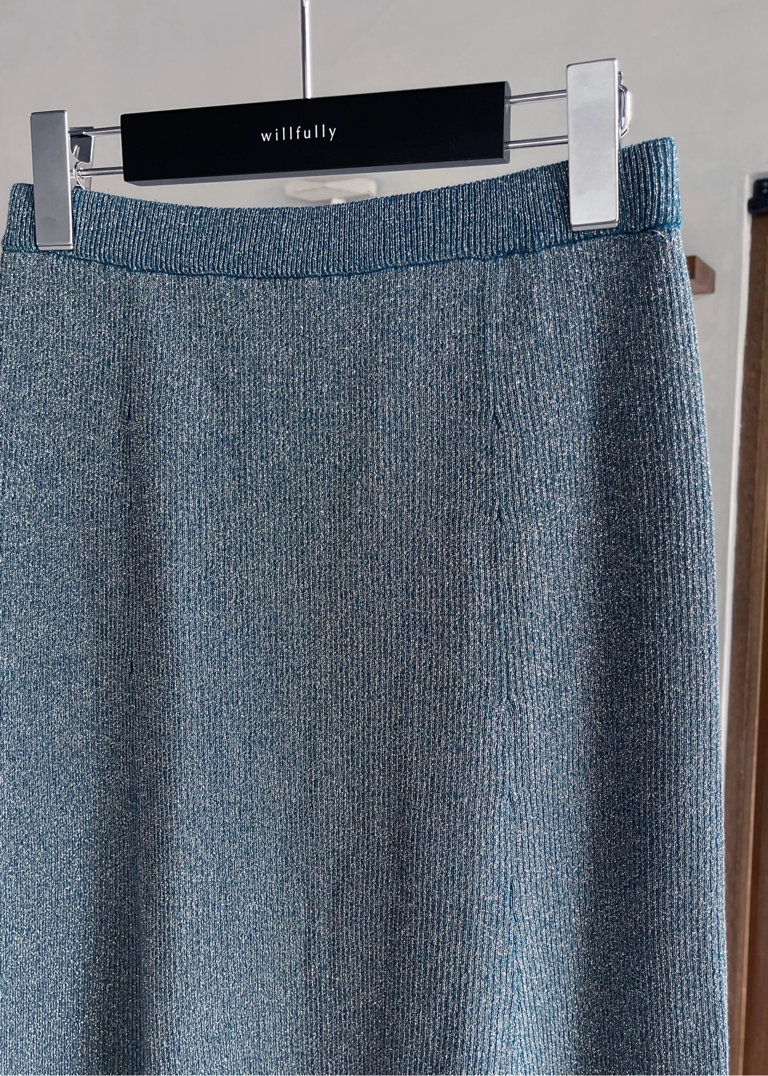 thickening glitter rib lame knit flare SK