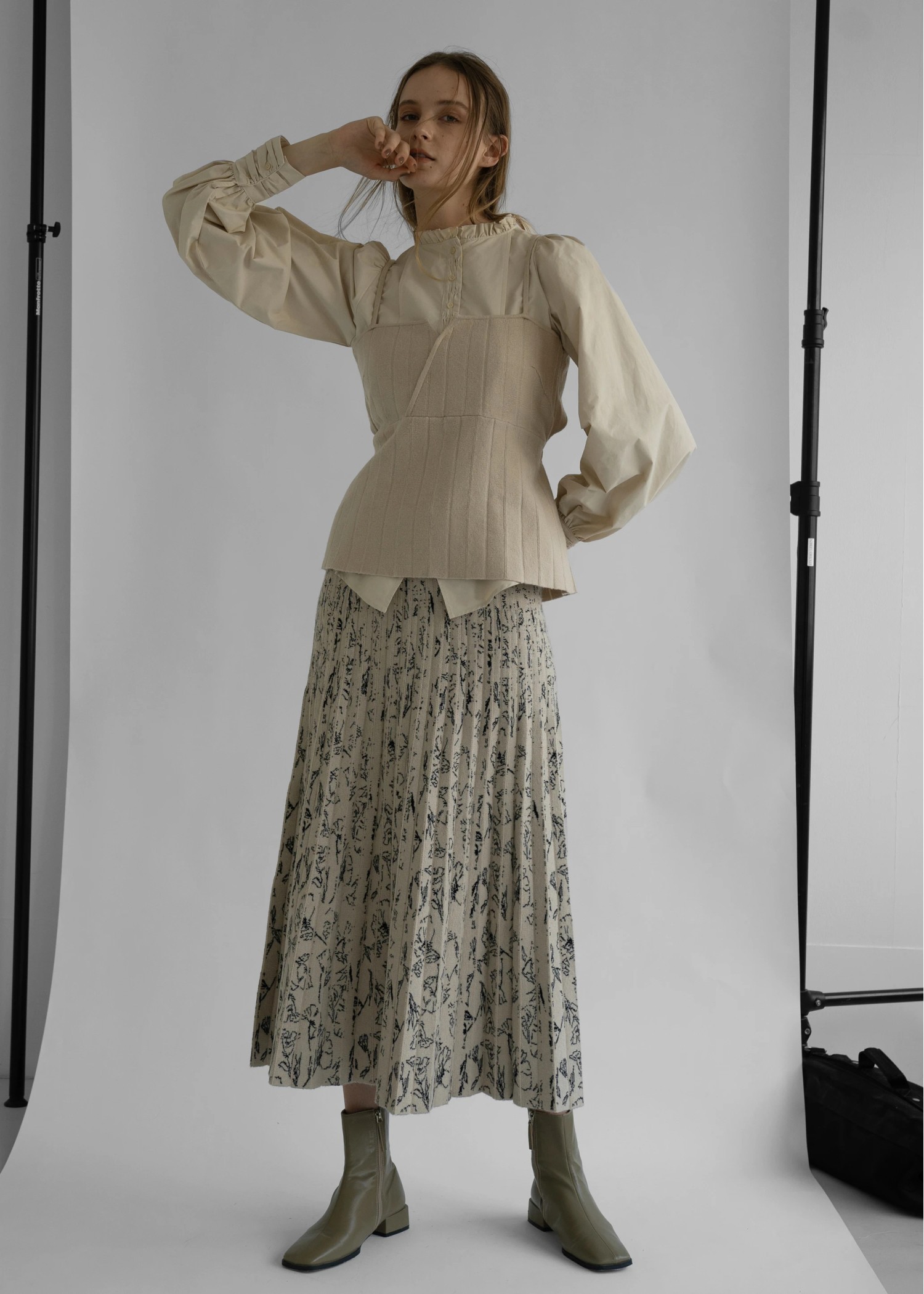 drawing flower knit pleats SK