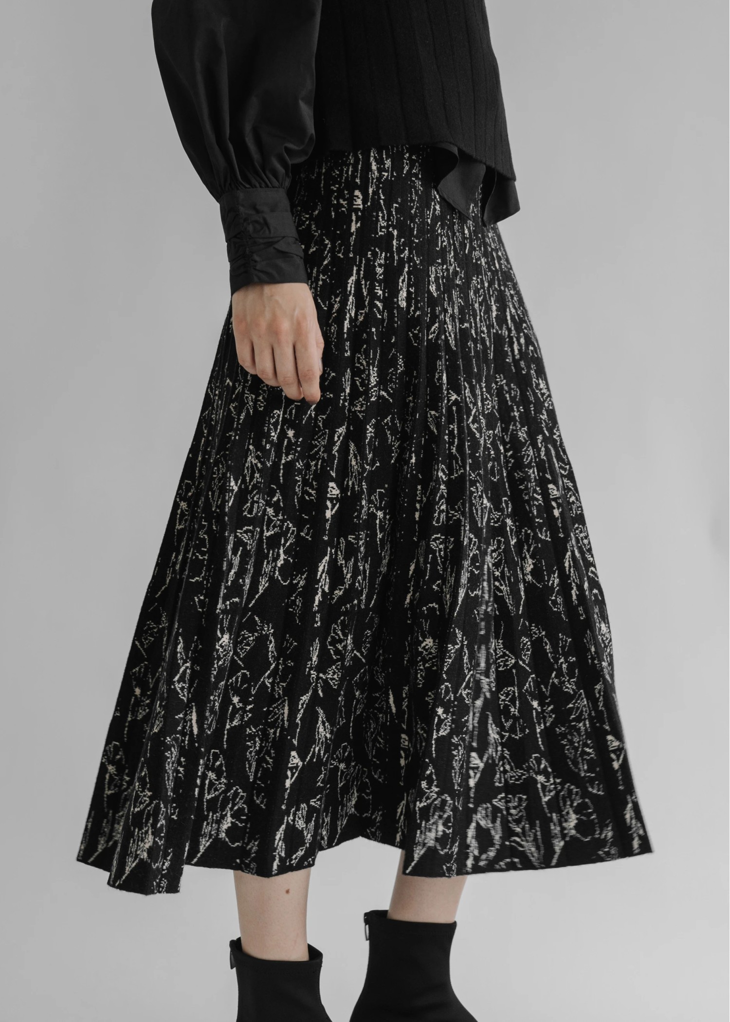 drawing flower knit pleats SK