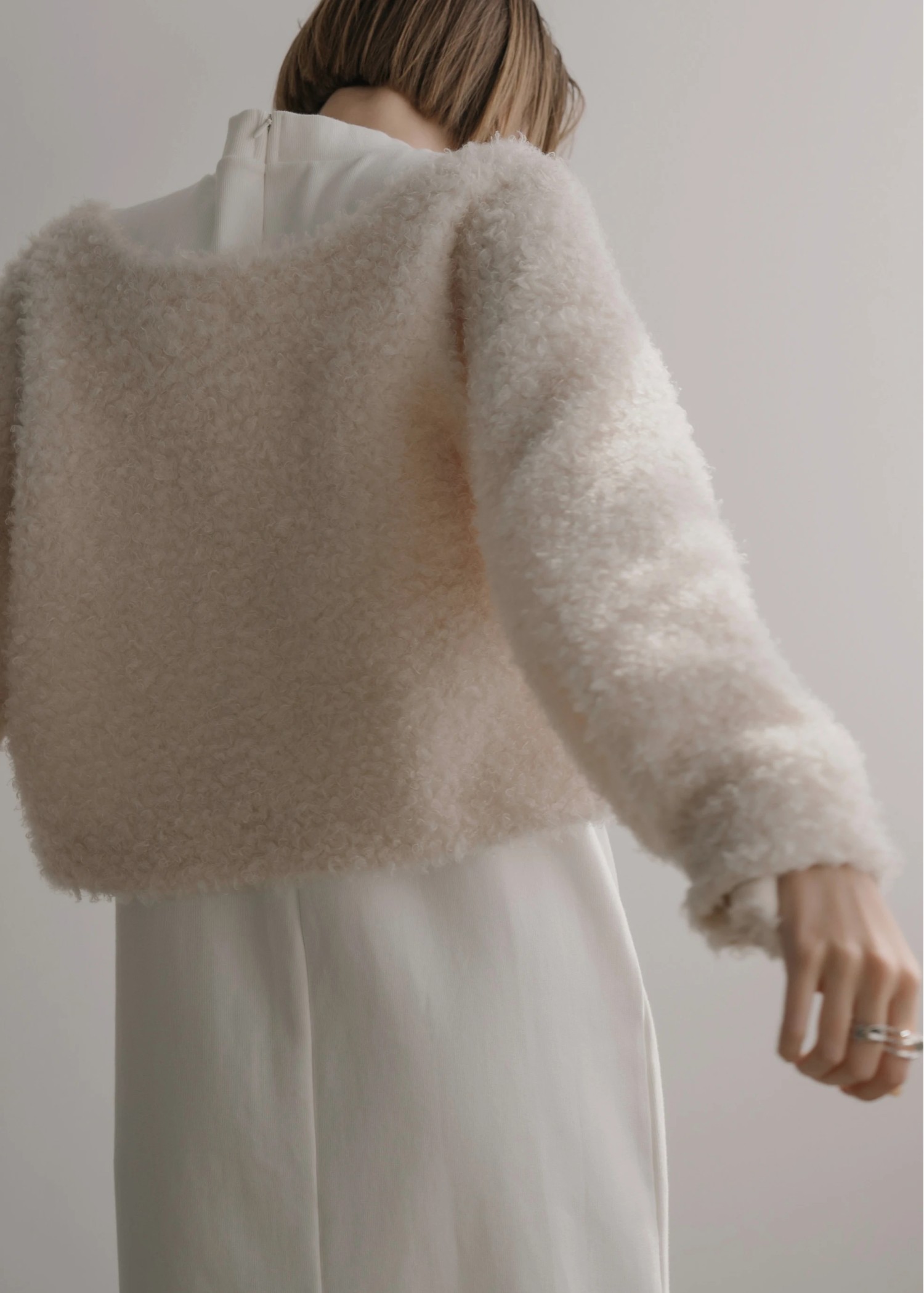 v neck poodle shaggy bolero