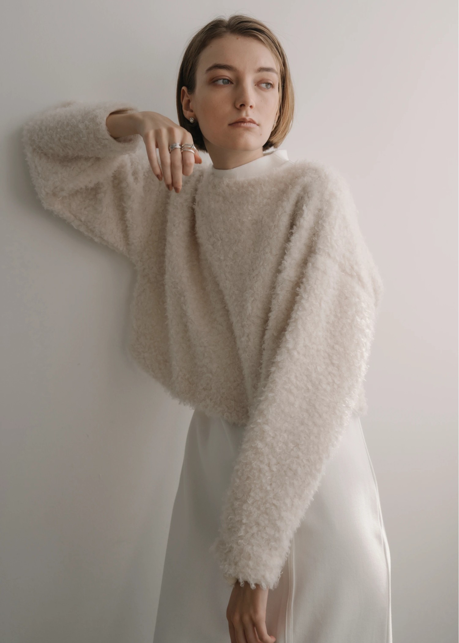 v neck poodle shaggy bolero