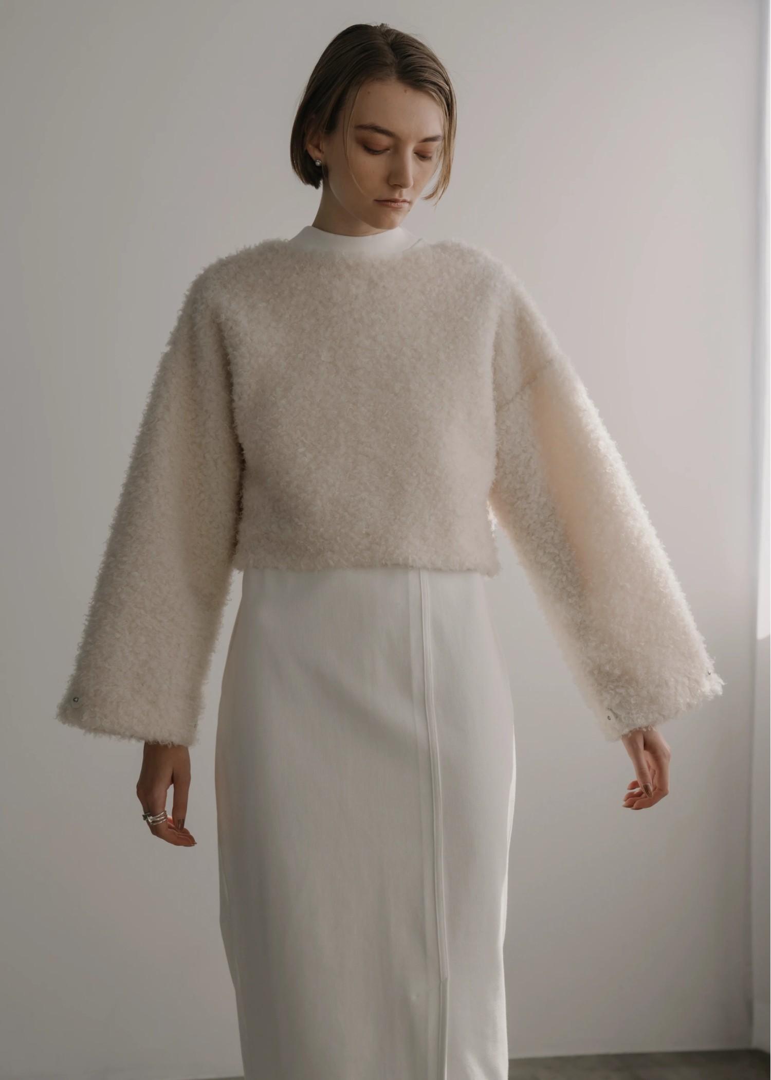 v neck poodle shaggy bolero