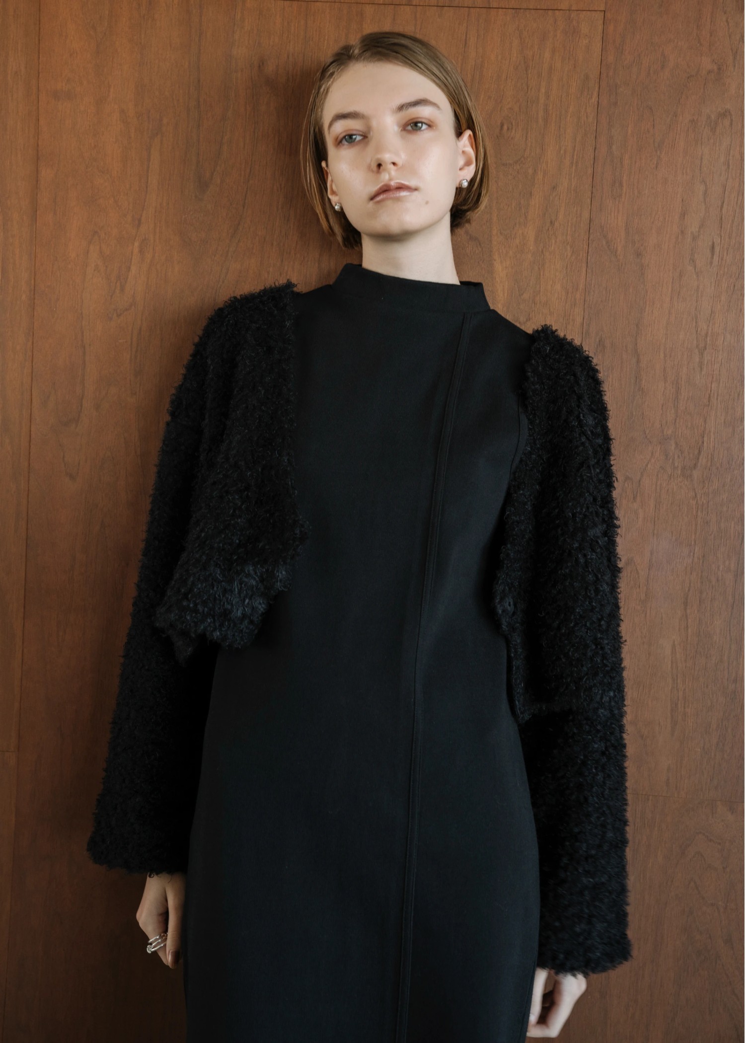 v neck poodle shaggy bolero