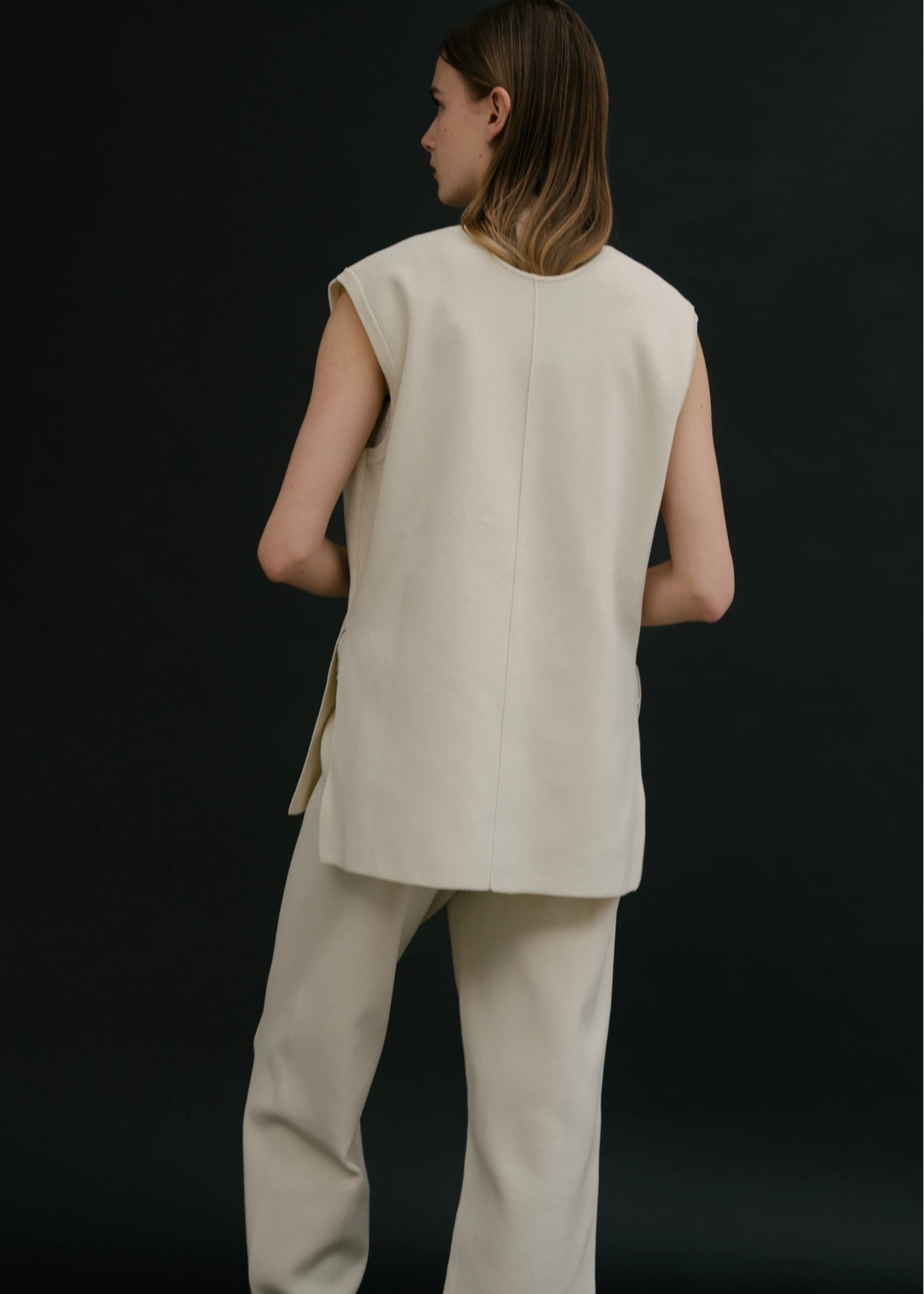 deep v neck 2way knit vest