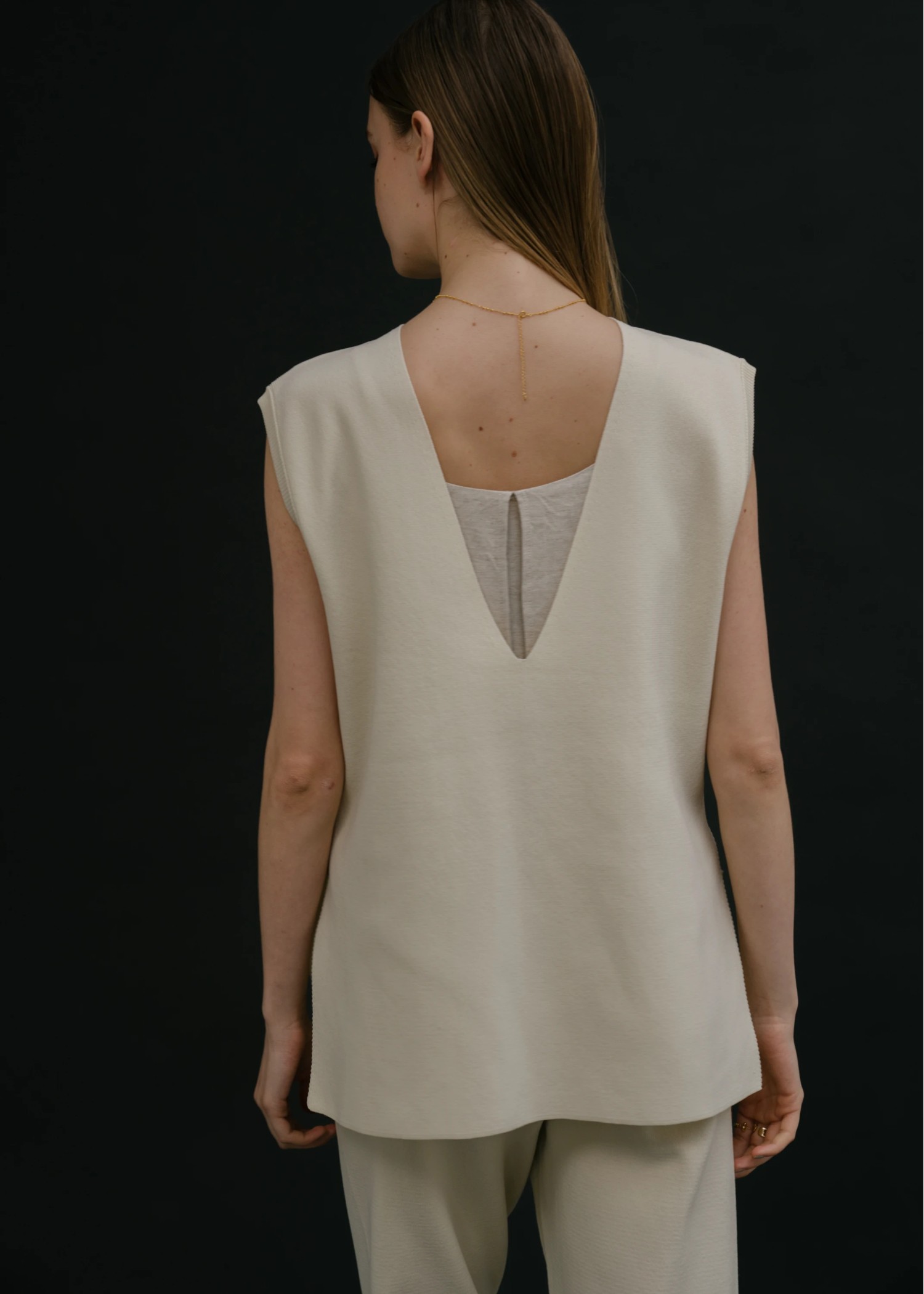 deep v neck 2way knit vest